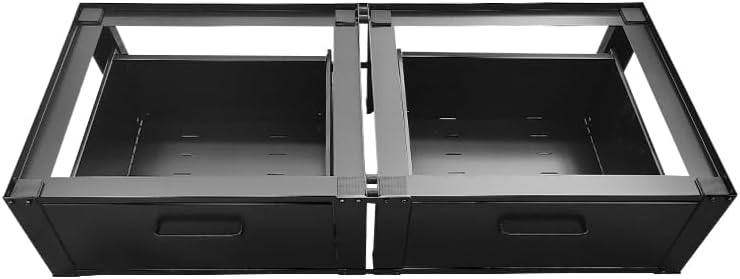 Vonia Double Riser for Washing Machine and Tumble Dryer – With Drawer – Robust Washing Machine Stand – Black