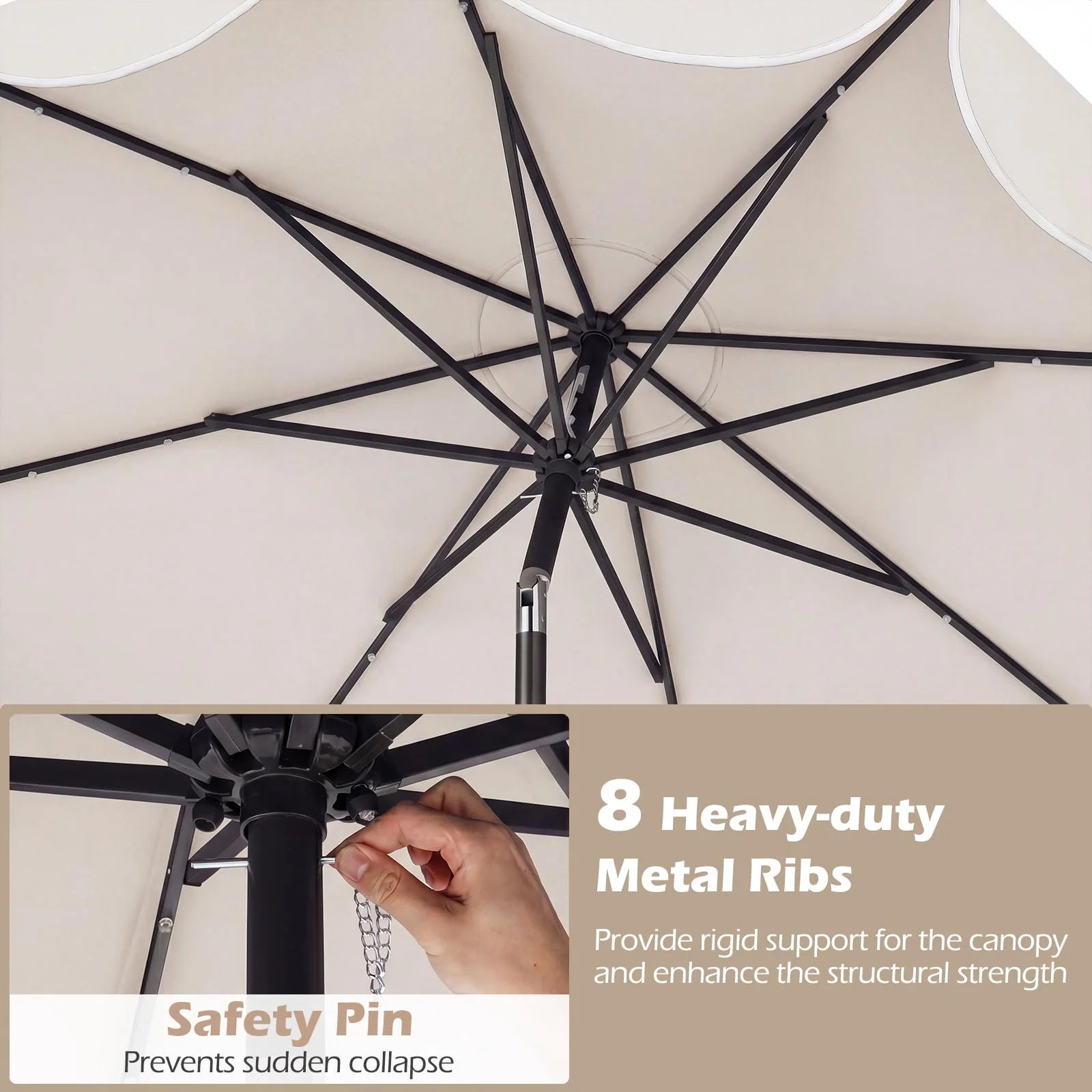 Tangkula 9 FT Solar Patio Umbrella with Base Included - Product image 7