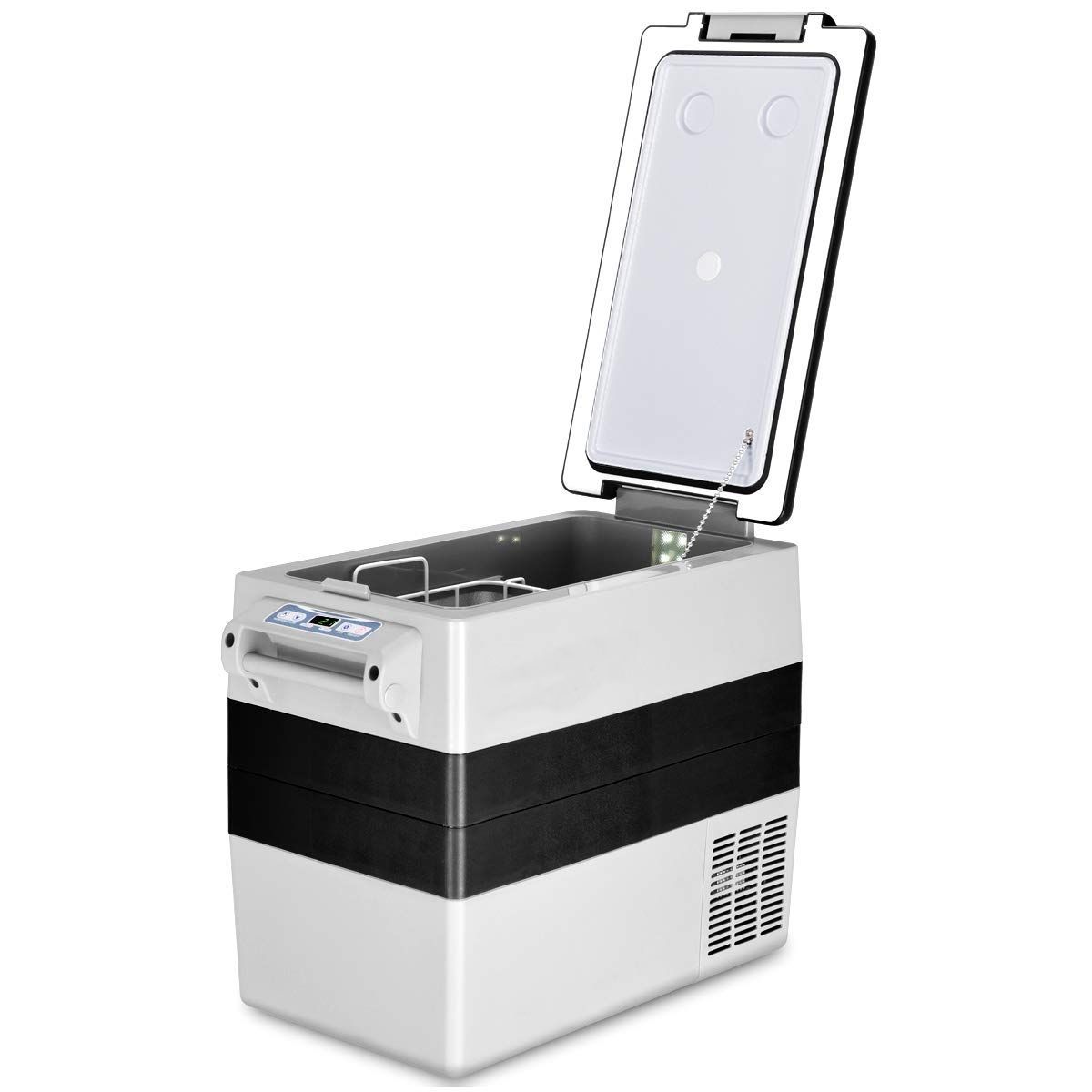 52l Car Fridge -20+10Mini Portable Fridge Lcd Screen Adapter 69x34.5x52.5cm Black+Grey -