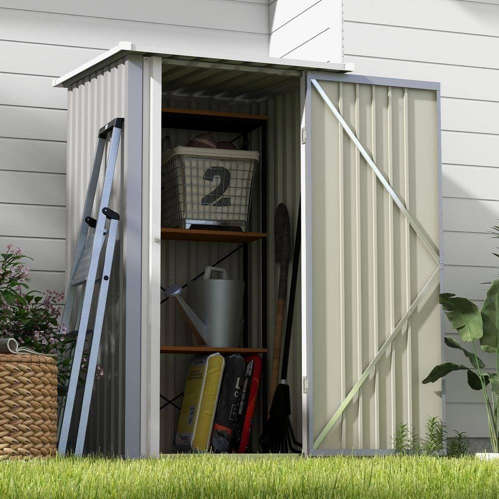 Patiowell 3 ft. W x 3 ft. D Galvanized Steel Outdoor Storage Gray Metal Shed with Sloping Roof and Lockable - Product image 1