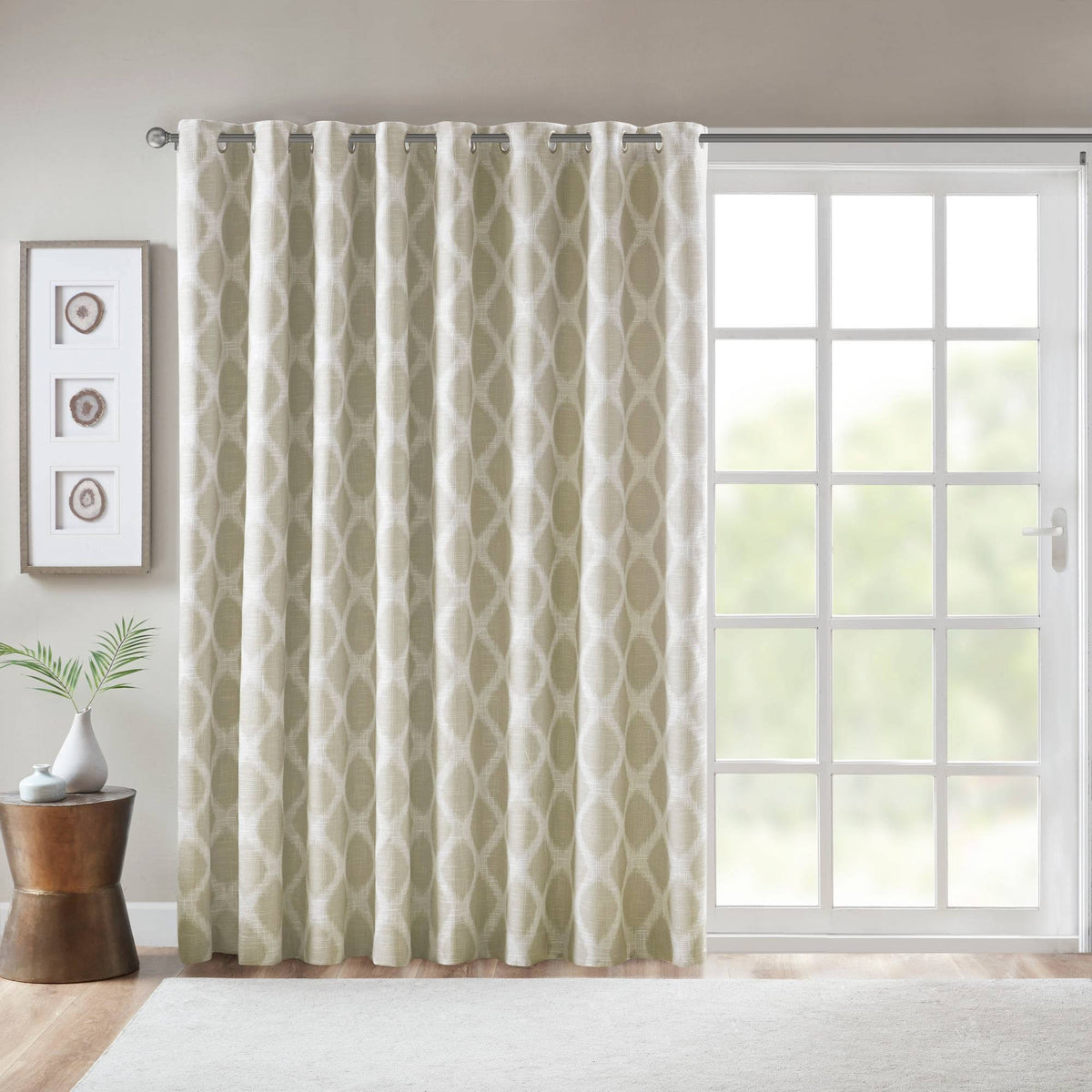 SunSmart Taupe Blakesly Printed Ikat Blackout Patio Curtain - Product image 1