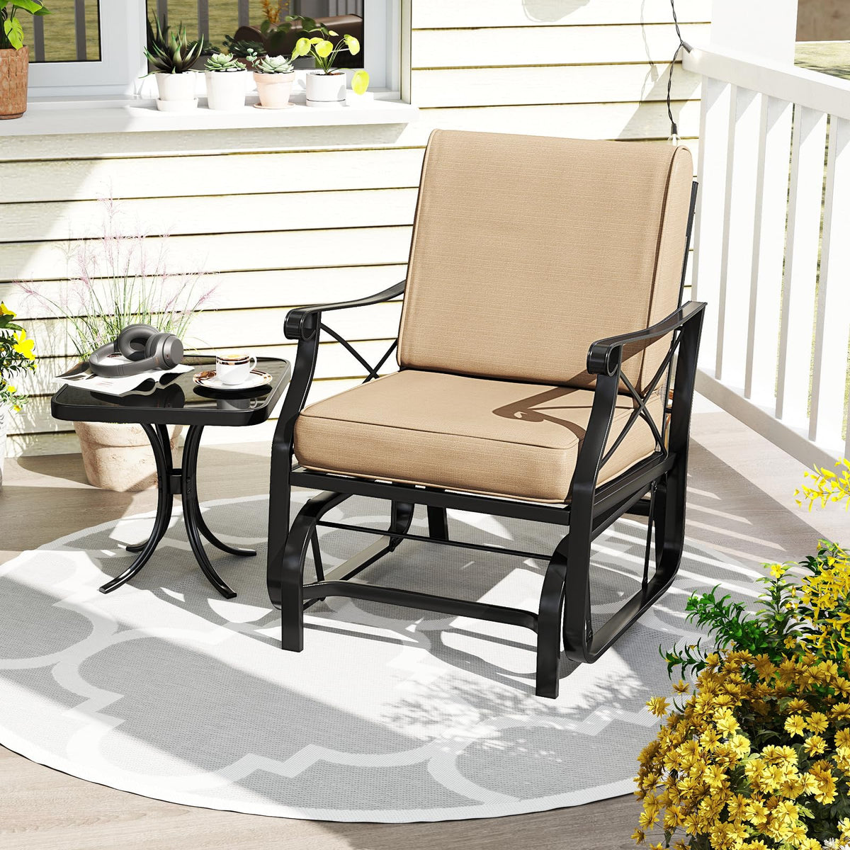 Tangkula Patio Glider Rocking Chair with Metal Frame and Thick Cushions - Product image 2