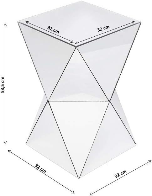 Kare Design Luxury Triangle Side Table, Mirror, Lacquered MDF Wood, Bedside Table, Nightstand, Living Room Table, Furniture, Interior Decoration, Bedroom Decoration, Home, 54x32x32cm (H/W/P)