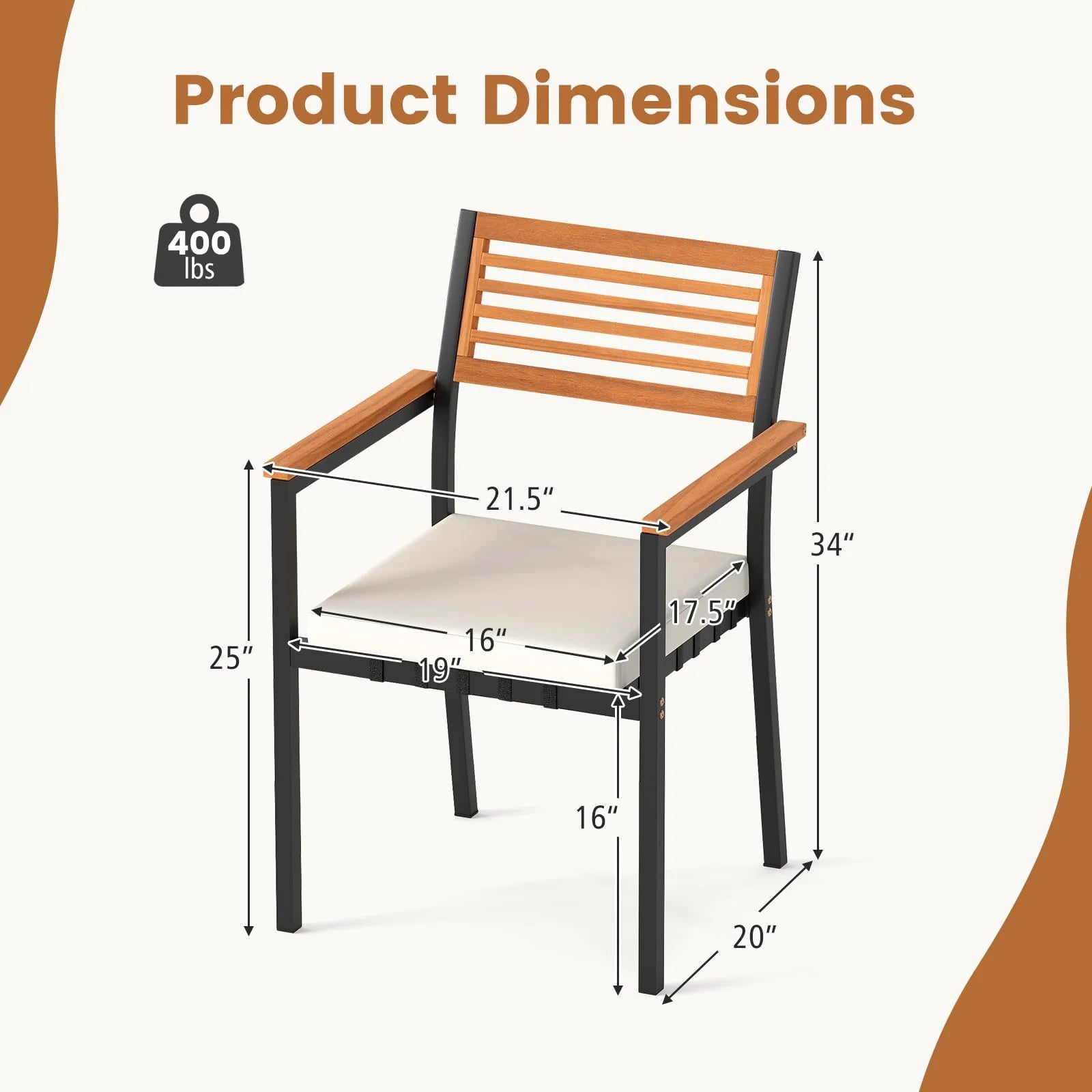 Tangkula Stackable Patio Dining Chairs Set of 6 - Product image 3