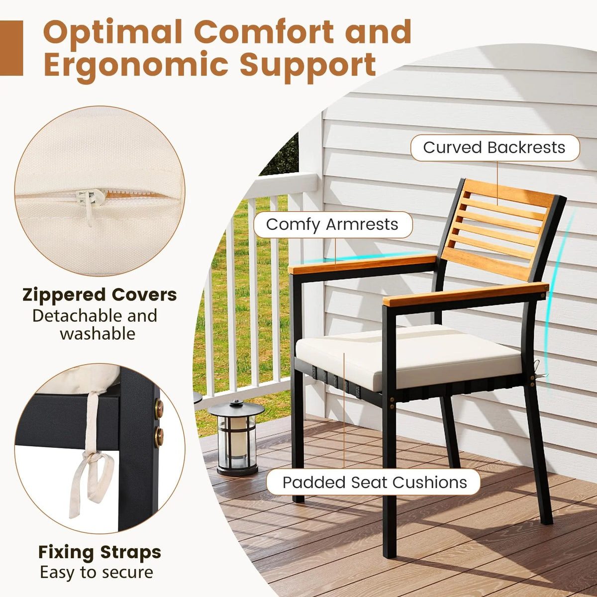 Tangkula Stackable Patio Dining Chairs Set of 6 - Product image 6