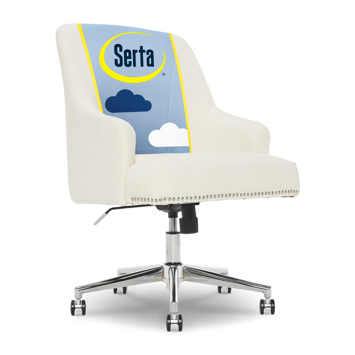 Serta Leighton Home Office Desk Chair Chrome Nailheads Twill Fabric Lilac Purple - Product image 11