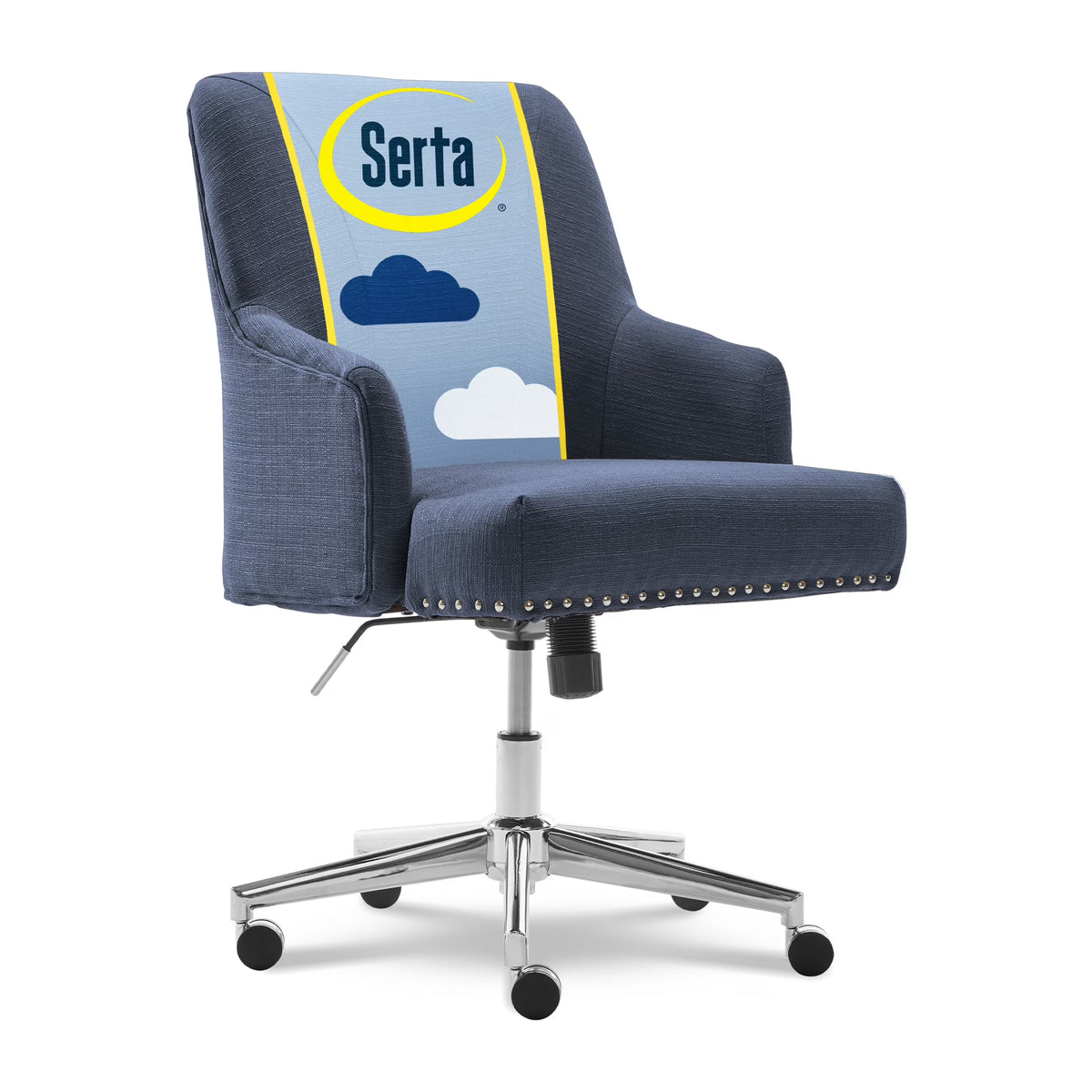 Serta Leighton Home Office Desk Chair Chrome Nailheads Twill Fabric Lilac Purple - Product image 5