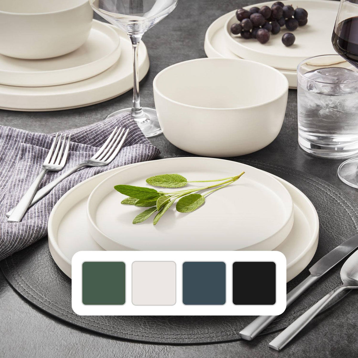 Member's Mark 24 Piece Modern Stoneware Dinnerware Set White - Product image 1