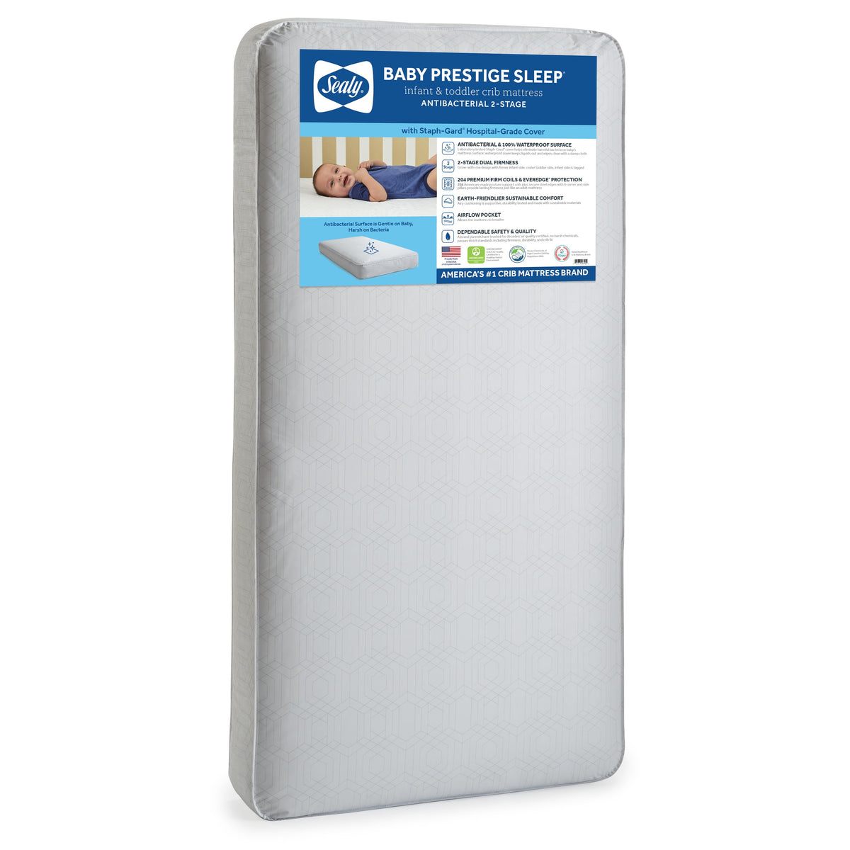 Baby Prestige Sleep Ultra-Premium 2-Stage Antibacterial. 204 Coil. Crib & Toddler Mattress - Product image 1