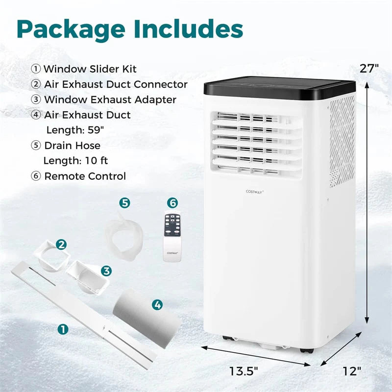 8000 BTU Portable Air Conditioner, 3-in-1 Floor AC Unit with Fan & Dehumidifier, Remote Control, 24H Timer - Product image 3