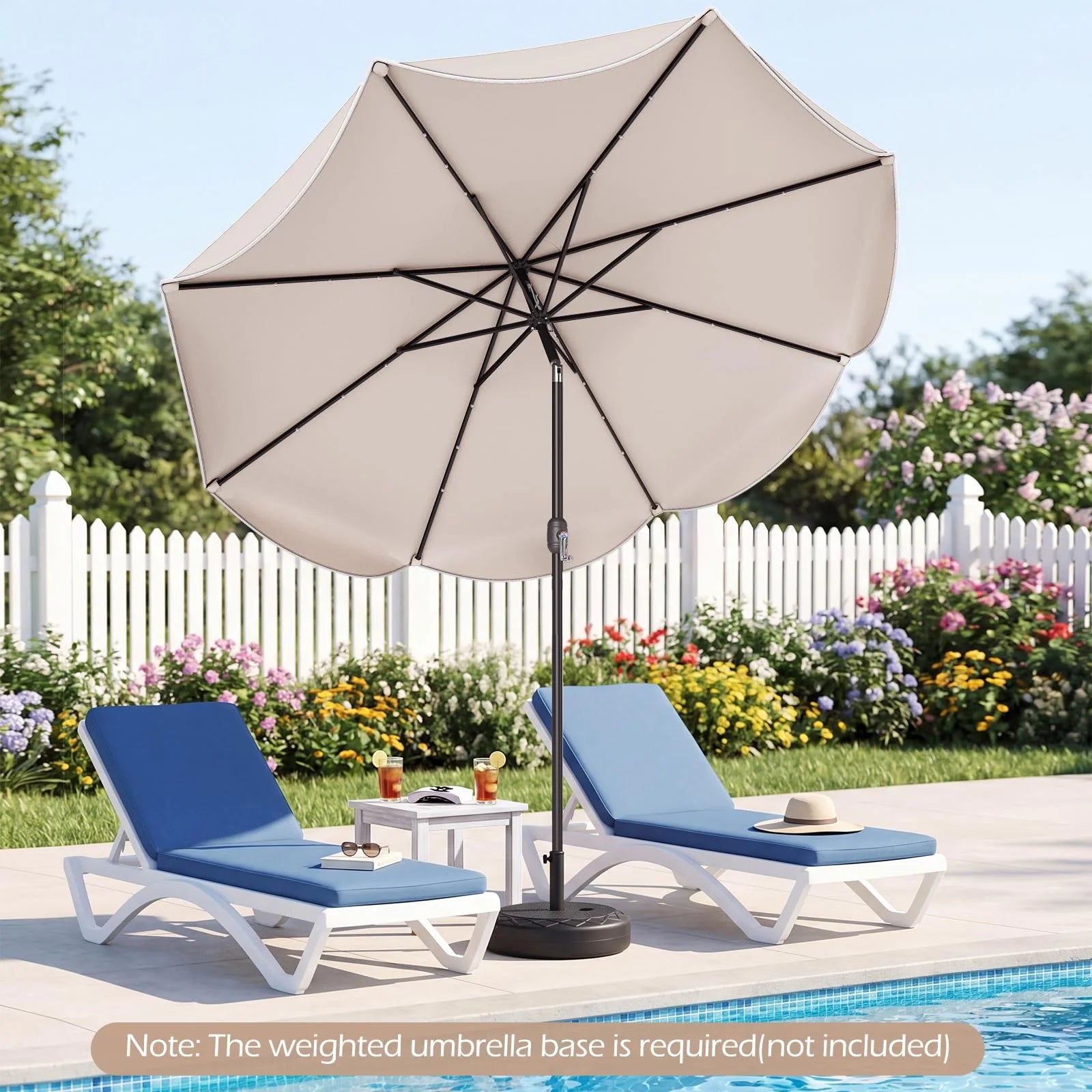 Tangkula 9 FT Solar Patio Umbrella with Base Included - Product image 9