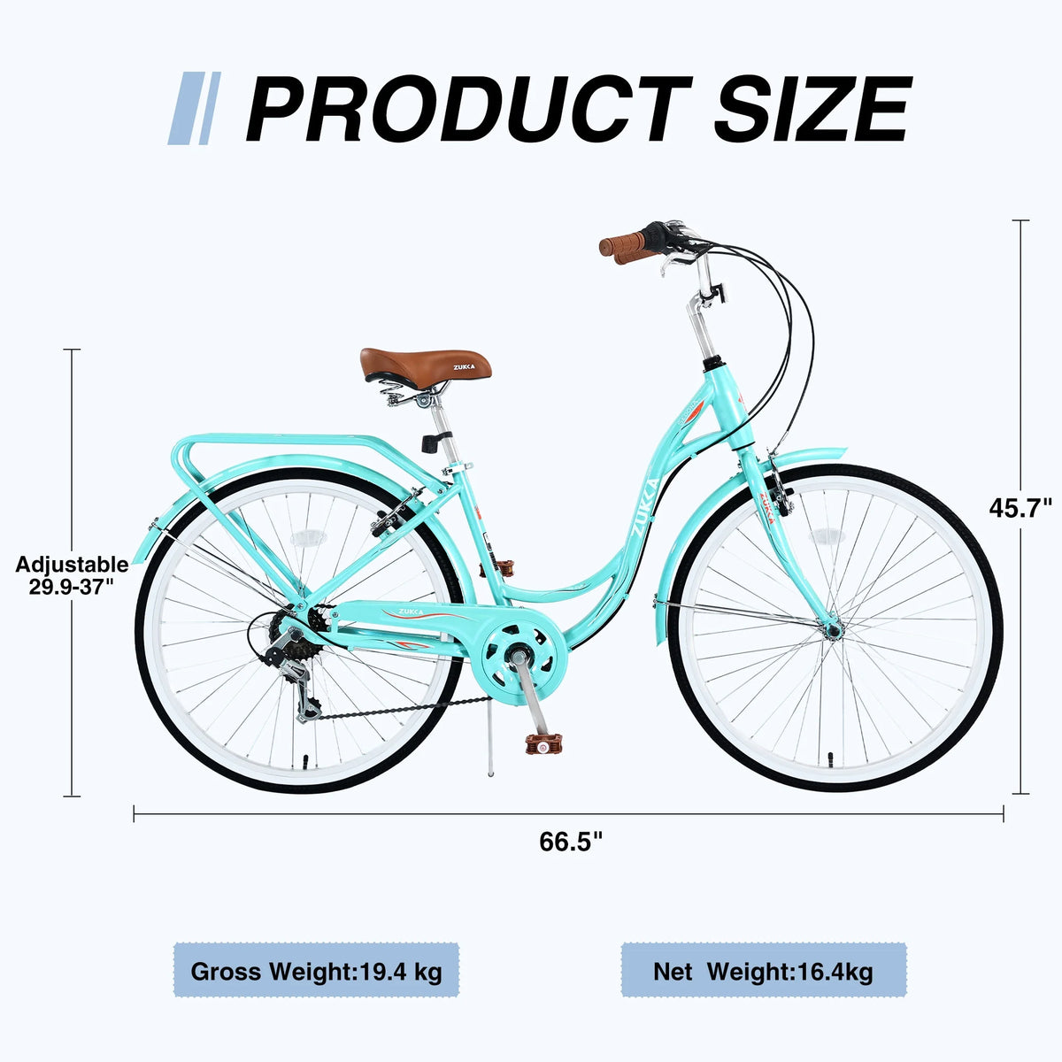 Aukfa 26" Cruiser Bike, 7 Speed Bicycle Hybrid Bikes for Women Girls Ladies, Arctic - Product image 4