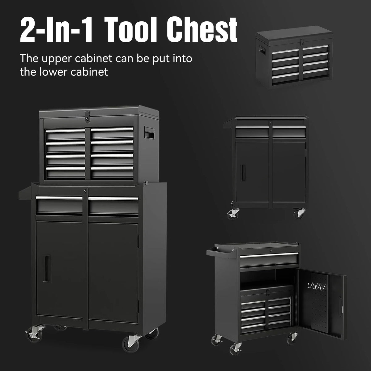 AECOJOY 5-Drawer Rolling Tool Chest Storage Cabinet with Detachable Top Tool Box - Product image 7