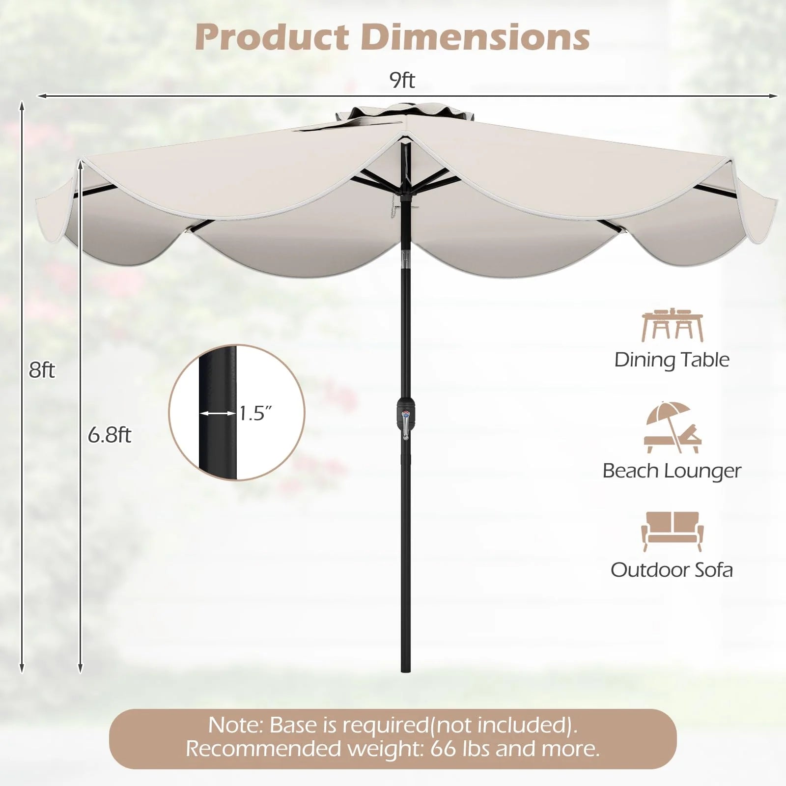 Tangkula 9 FT Solar Patio Umbrella with Base Included - Product image 6