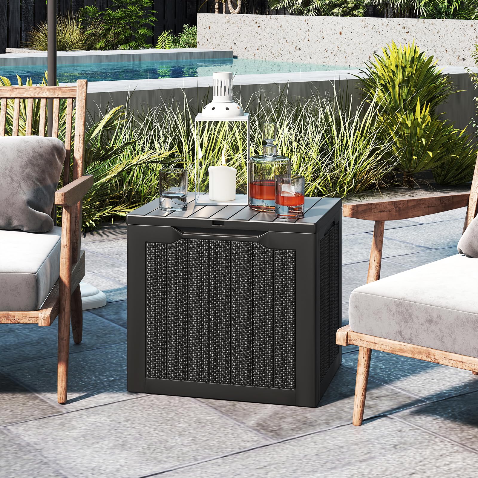 Tangkula 30 Gallon Resin Outdoor Storage Bench with Lockable Lid - Product image 9