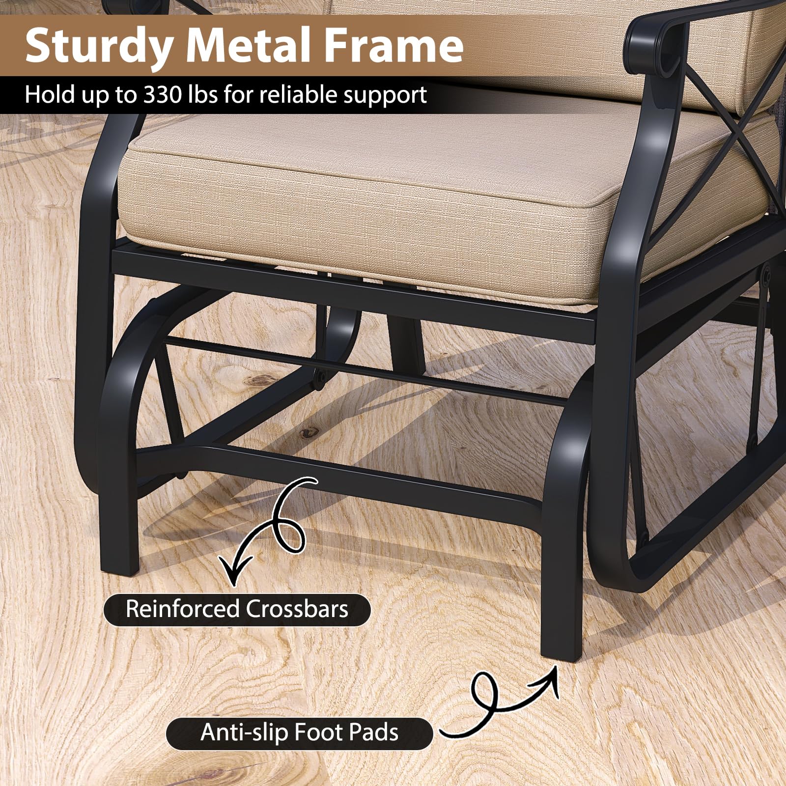 Tangkula Patio Glider Rocking Chair with Metal Frame and Thick Cushions - Product image 5