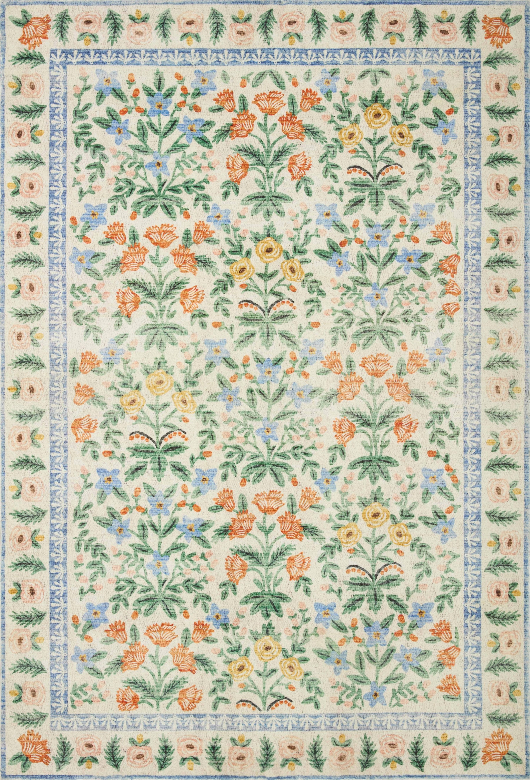 Rifle Paper Co. x Loloi 5'0" x 7'6" Cream Eden feat. CloudPile Mughal Garden (EDE-02) Area Rug - Product image 1