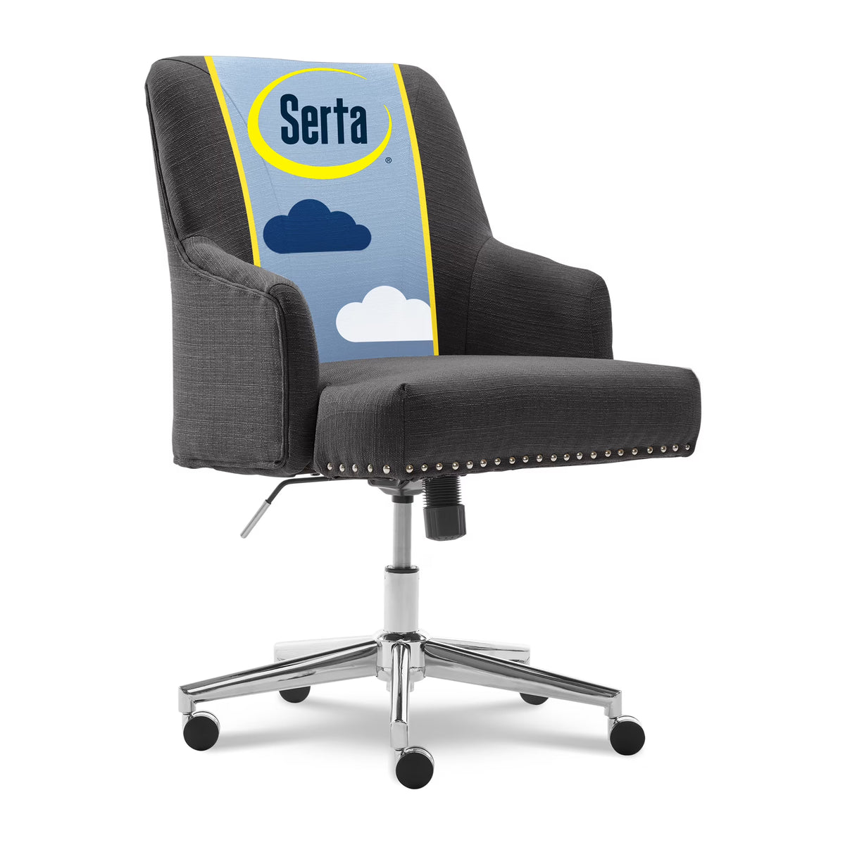 Serta Leighton Home Office Desk Chair Chrome Nailheads Twill Fabric Lilac Purple - Product image 13