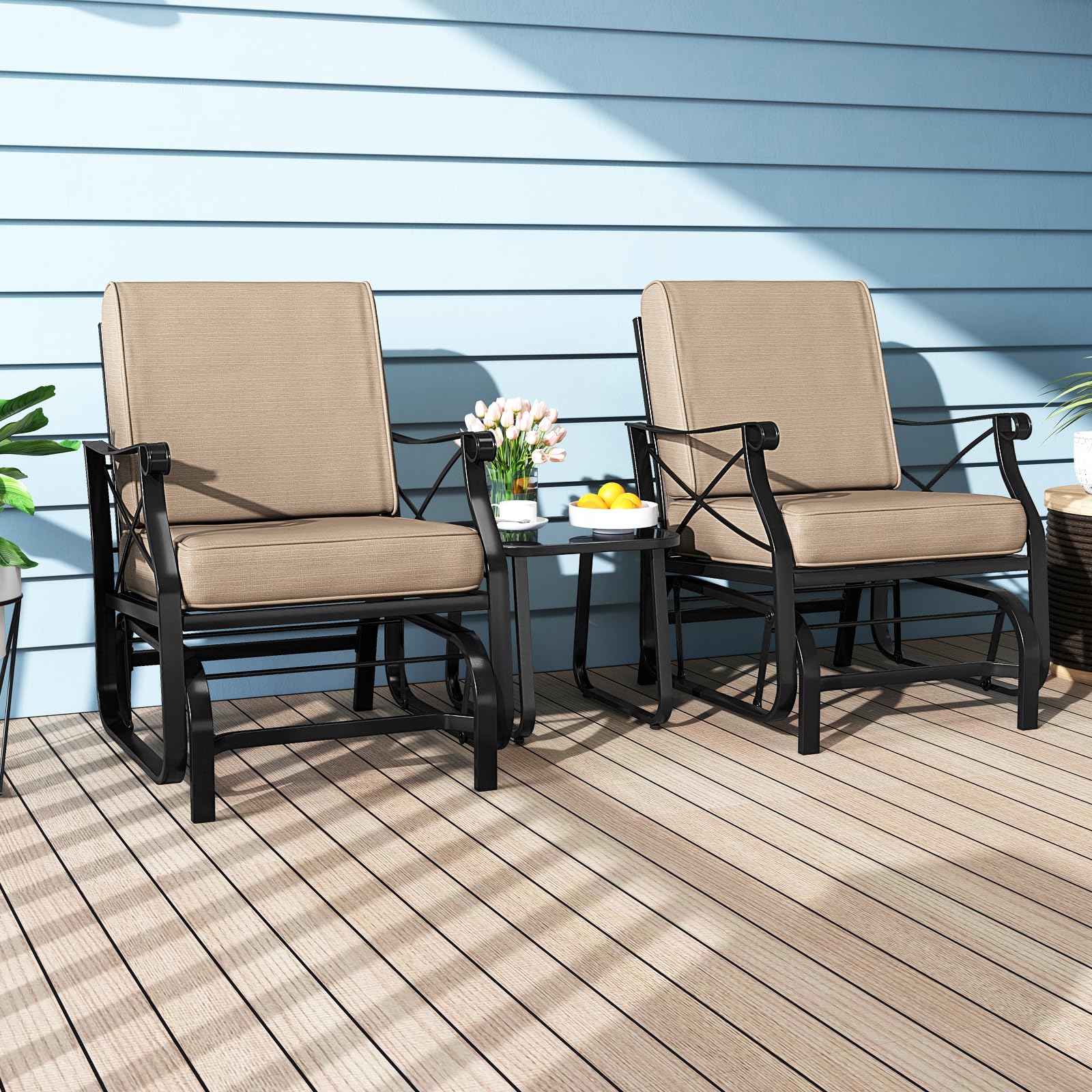 Tangkula Patio Glider Rocking Chair with Metal Frame and Thick Cushions - Product image 4