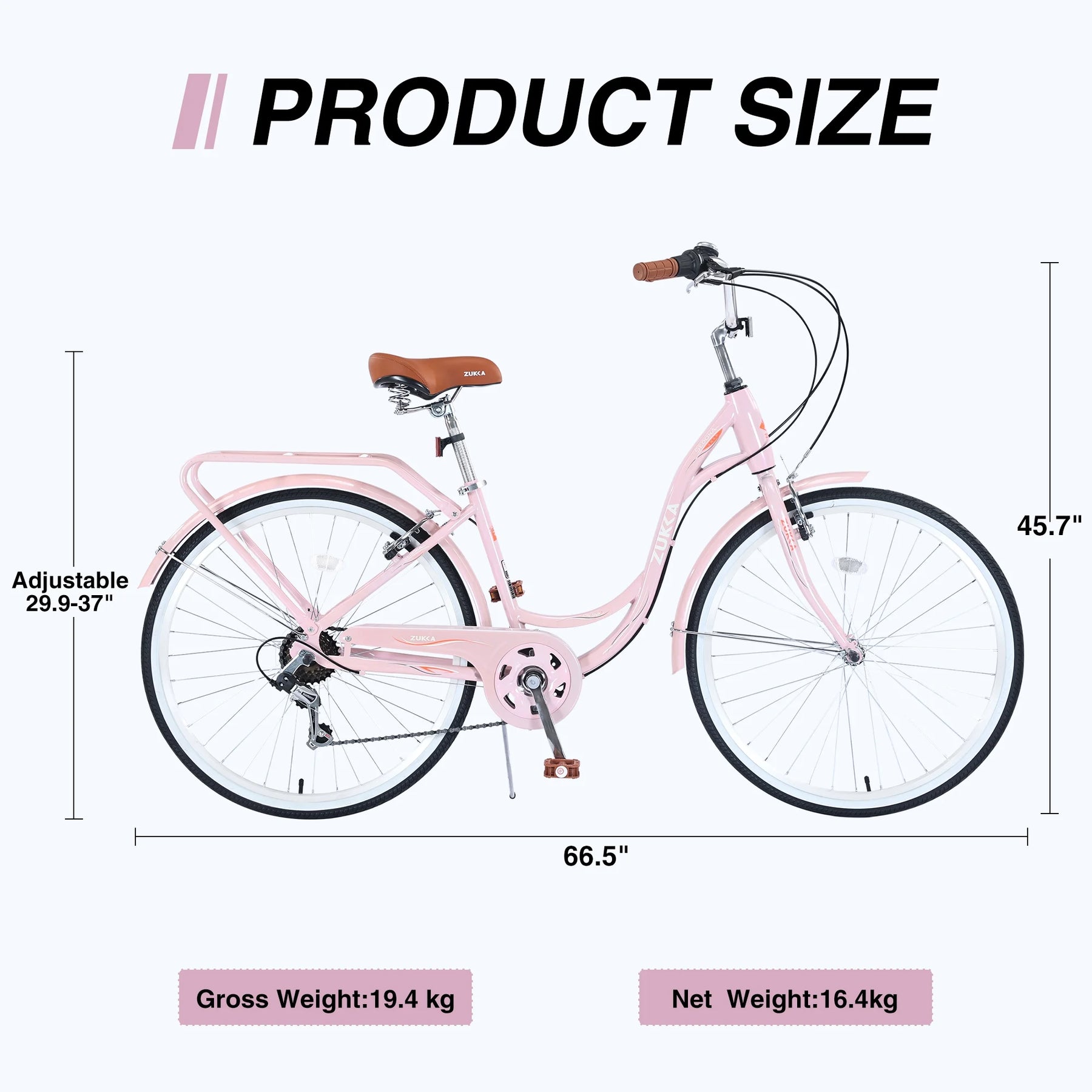 Aukfa 26" Cruiser Bike, 7 Speed Bicycle Hybrid Bikes for Women Girls Ladies, Arctic - Product image 22