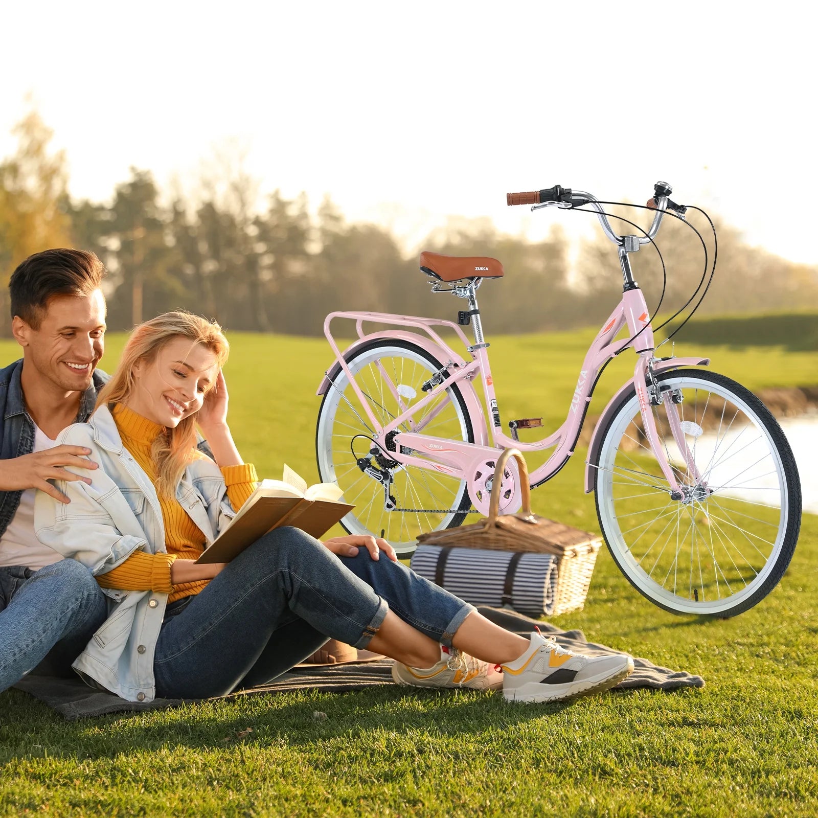 Aukfa 26" Cruiser Bike, 7 Speed Bicycle Hybrid Bikes for Women Girls Ladies, Arctic - Product image 24
