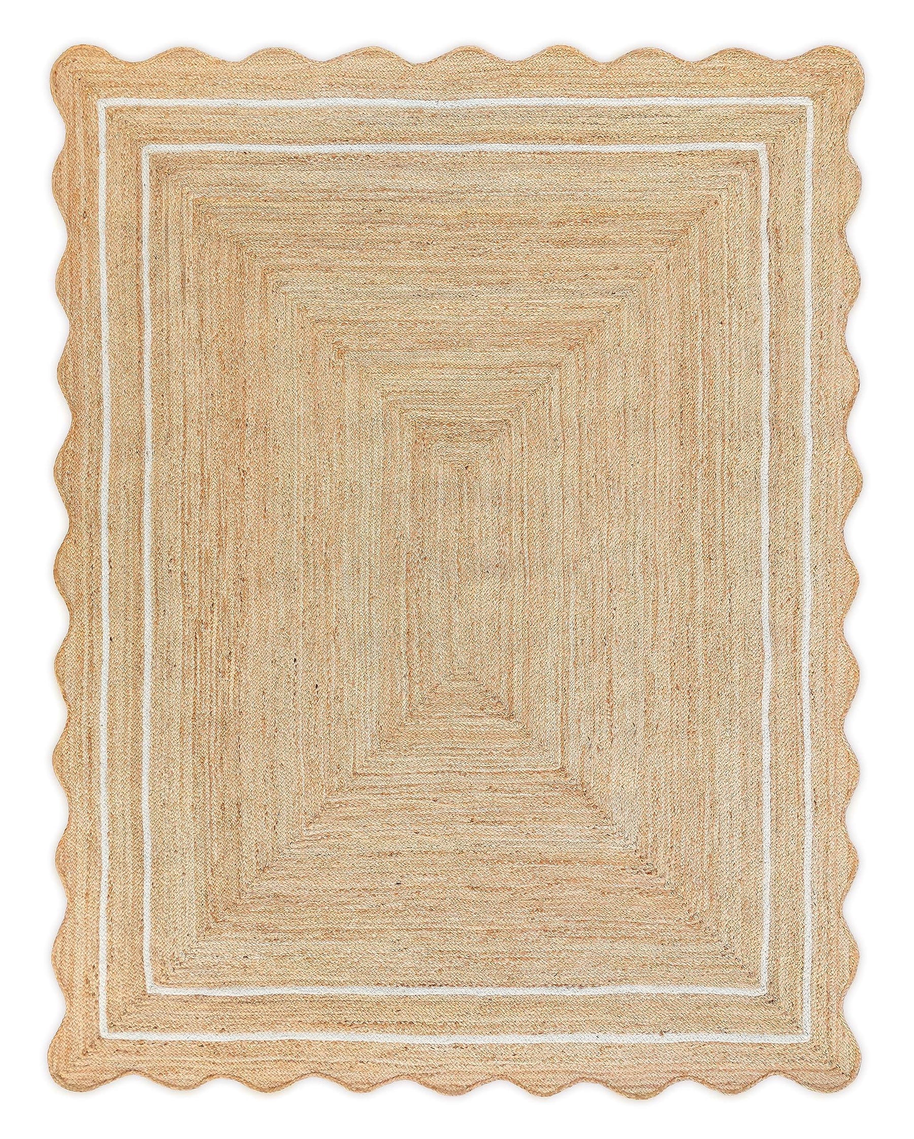 Weaving Village Wave Scalloped Natural Jute Rug Boho Jute Rug Entryway Runner Rug Farmhouse Scallop Rug - Product image 1