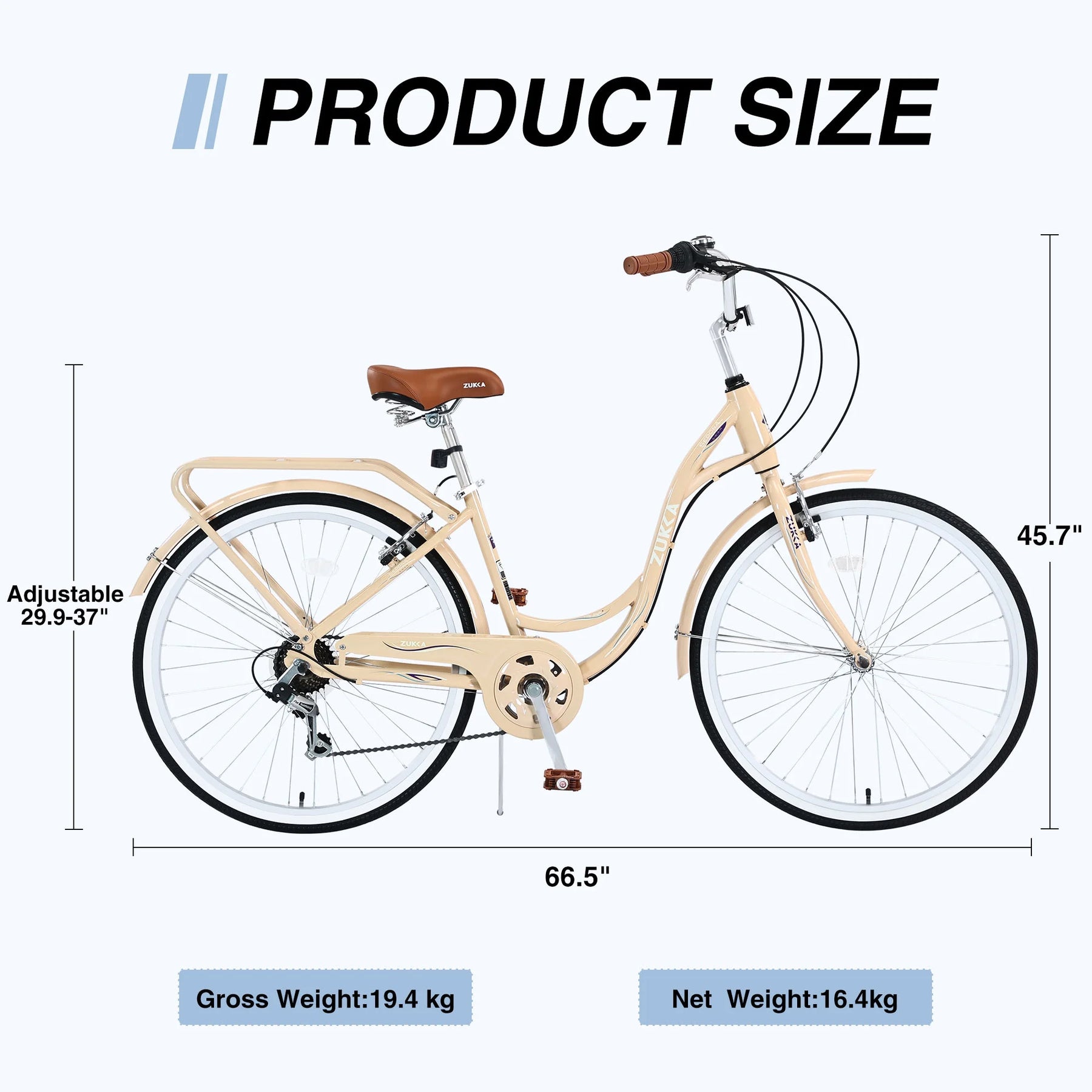 Aukfa 26" Cruiser Bike, 7 Speed Bicycle Hybrid Bikes for Women Girls Ladies, Arctic - Product image 18