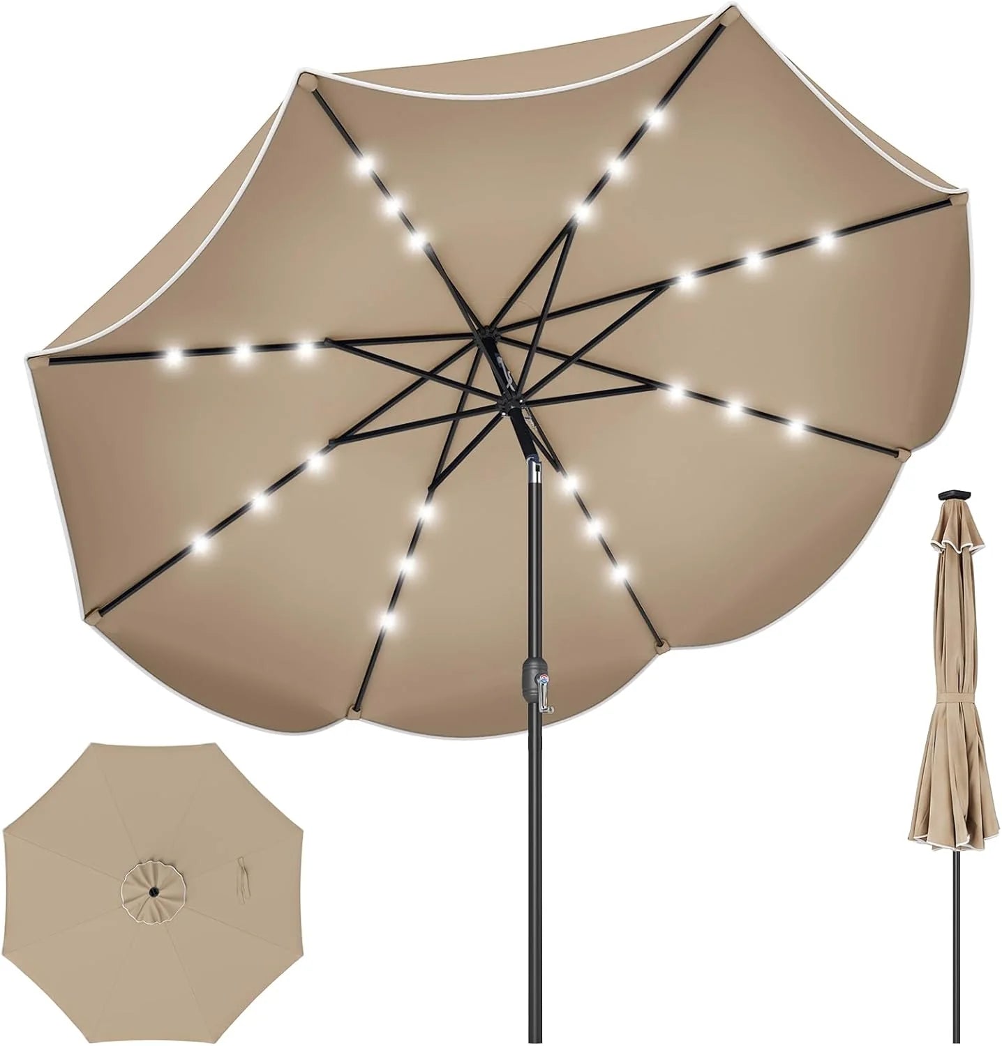 Tangkula 9 FT Solar Patio Umbrella with Base Included - Product image 10