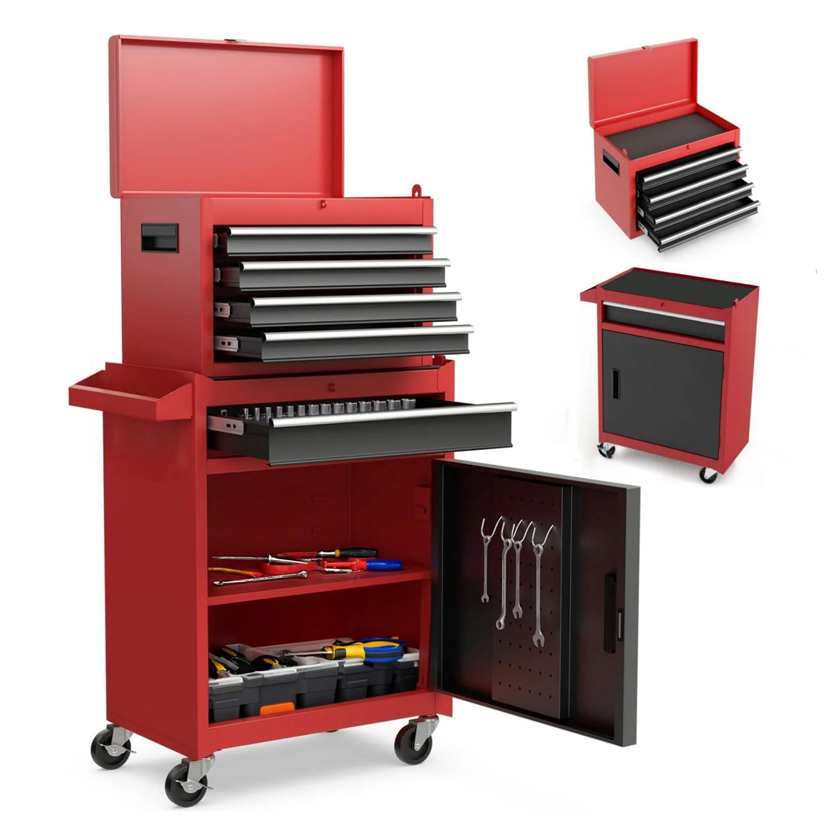 AECOJOY 5-Drawer Rolling Tool Chest Storage Cabinet with Detachable Top Tool Box - Product image 9