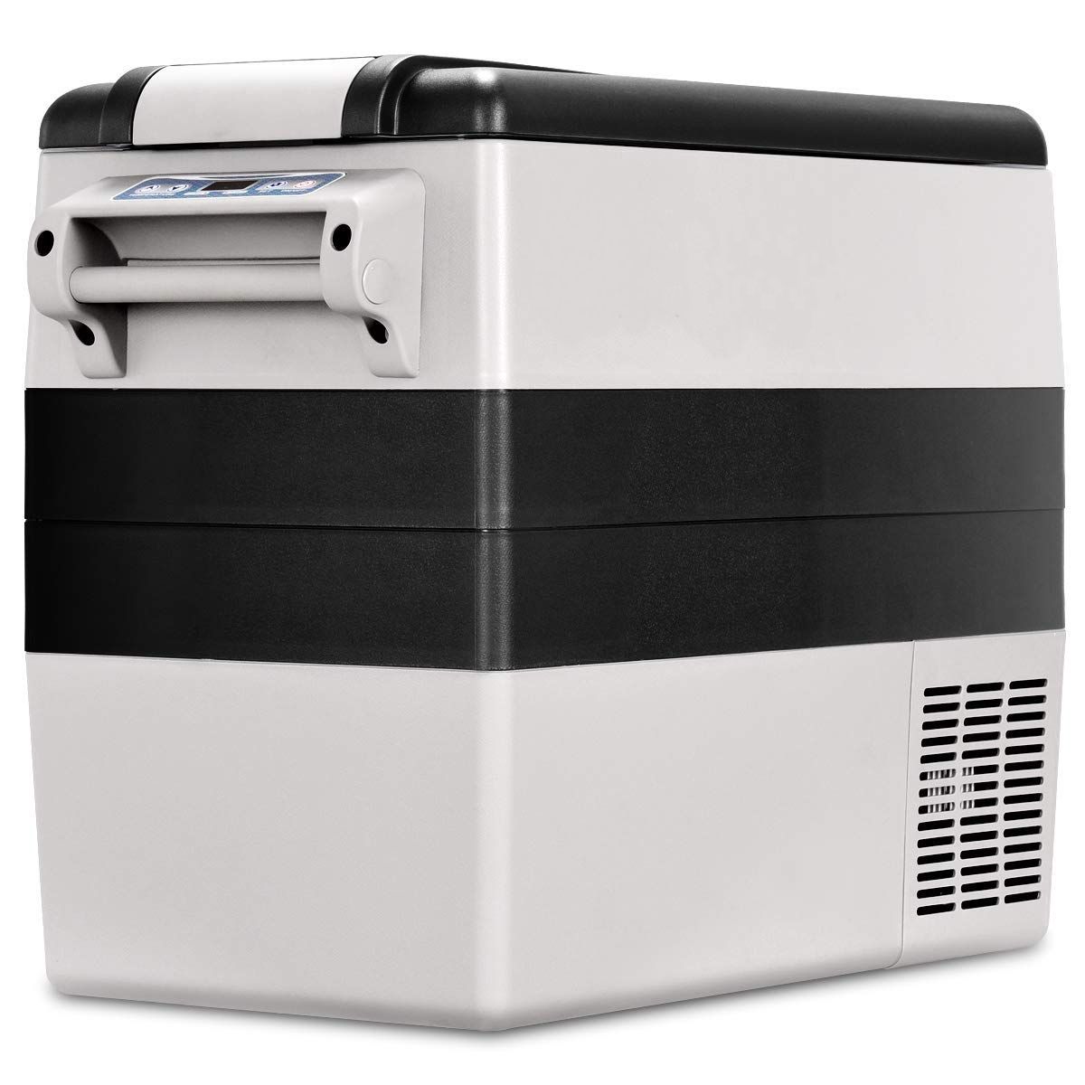 52l Car Fridge -20+10Mini Portable Fridge Lcd Screen Adapter 69x34.5x52.5cm Black+Grey -