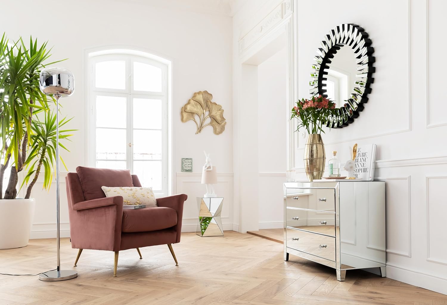 Kare Design Luxury Triangle Side Table, Mirror, Lacquered MDF Wood, Bedside Table, Nightstand, Living Room Table, Furniture, Interior Decoration, Bedroom Decoration, Home, 54x32x32cm (H/W/P)