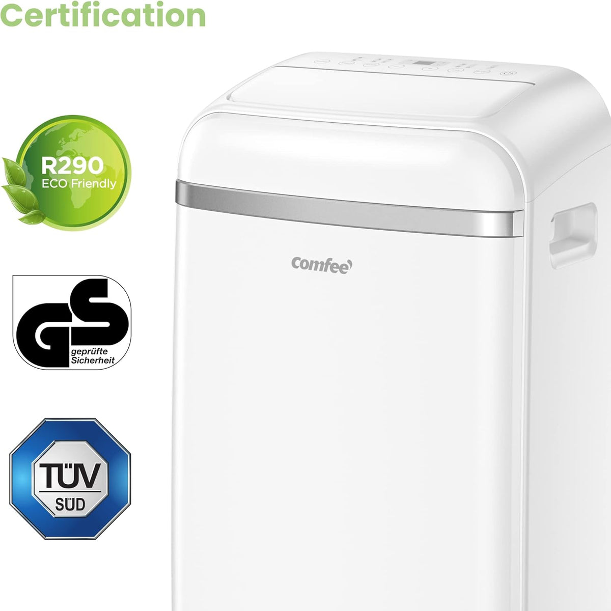 COMFEE' Mobile Air Conditioner 12000 BTU/H 3.5 kW, 3 Modes, Follow Me Function, Remote Control, for large rooms of 43㎡/117m³, Evacuation kit included, Natural refrigerant, PAC 12000