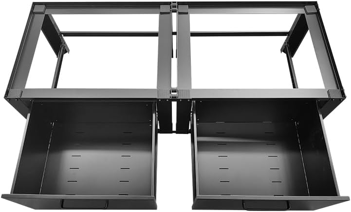 Vonia Double Riser for Washing Machine and Tumble Dryer – With Drawer – Robust Washing Machine Stand – Black