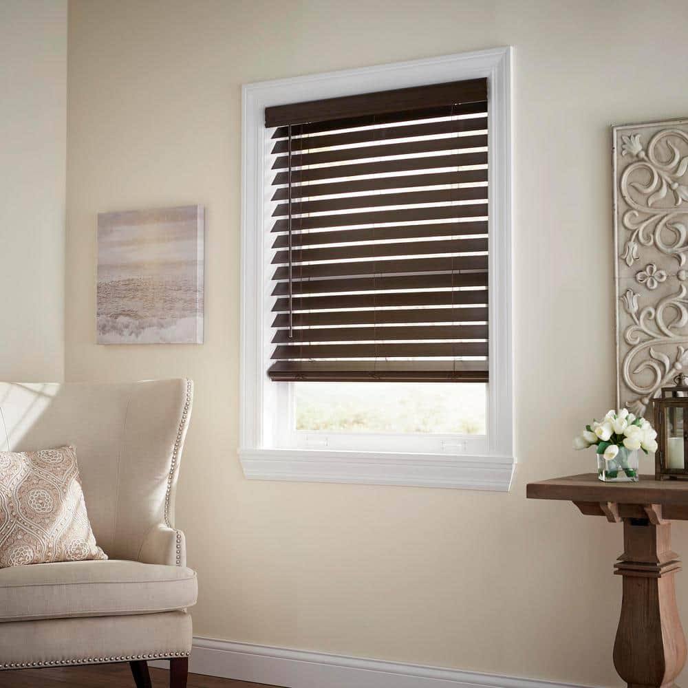 Home Decorators Collection Espresso Cordless Room Darkening 2.5 in. Premium Faux Wood Blind for Window - Product image 1