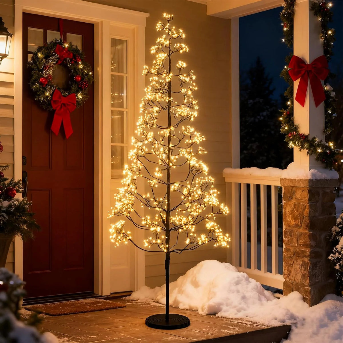 5/6/7 FT Lighted Alpine Tree for Christmas, Pre-lit Artificial Cedar Tree with Weighted Base - Product image 9