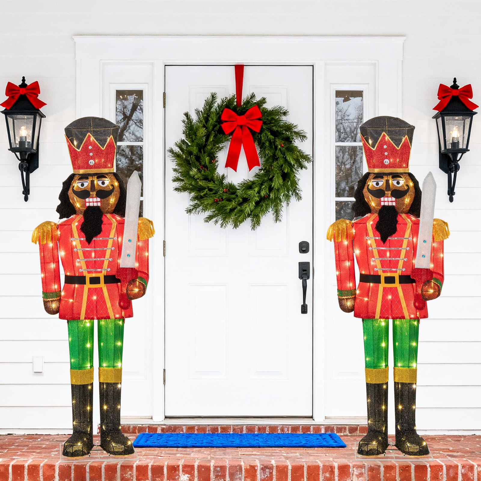 Tangkula 5 FT Lighted Christmas Nutcracker with Glitter Sword - Product image 4