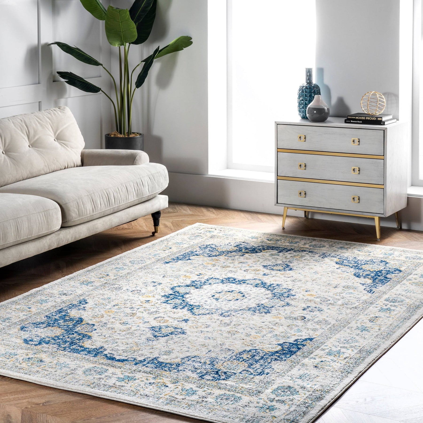 nuLOOM Verona Patterned Area Rug - Blue - Size 8' x 10'
