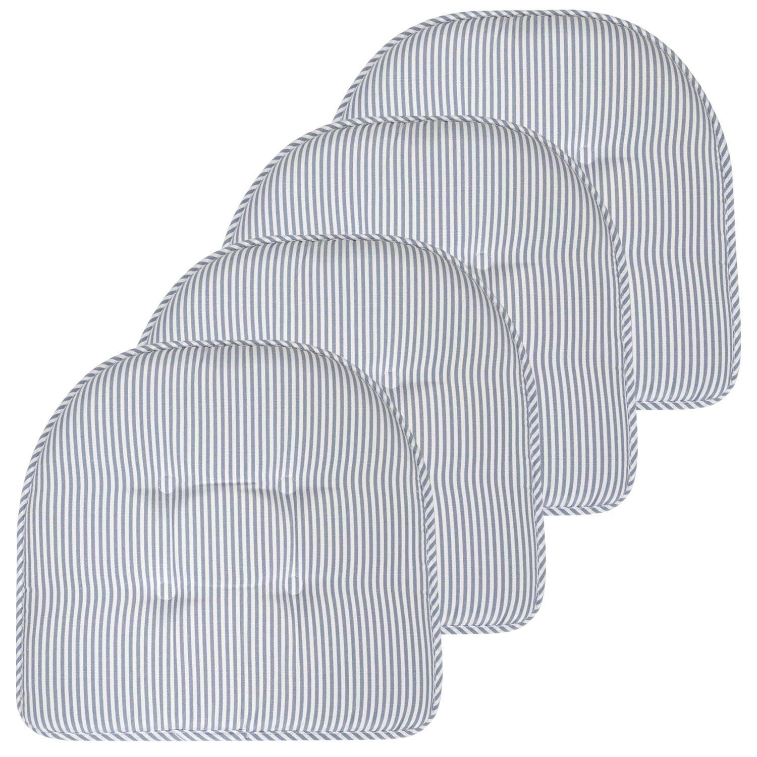 Sweet Home Collection Pinstripe U Shaped Memory Foam Chair Pad 12 Pack, Grey - Product image 1
