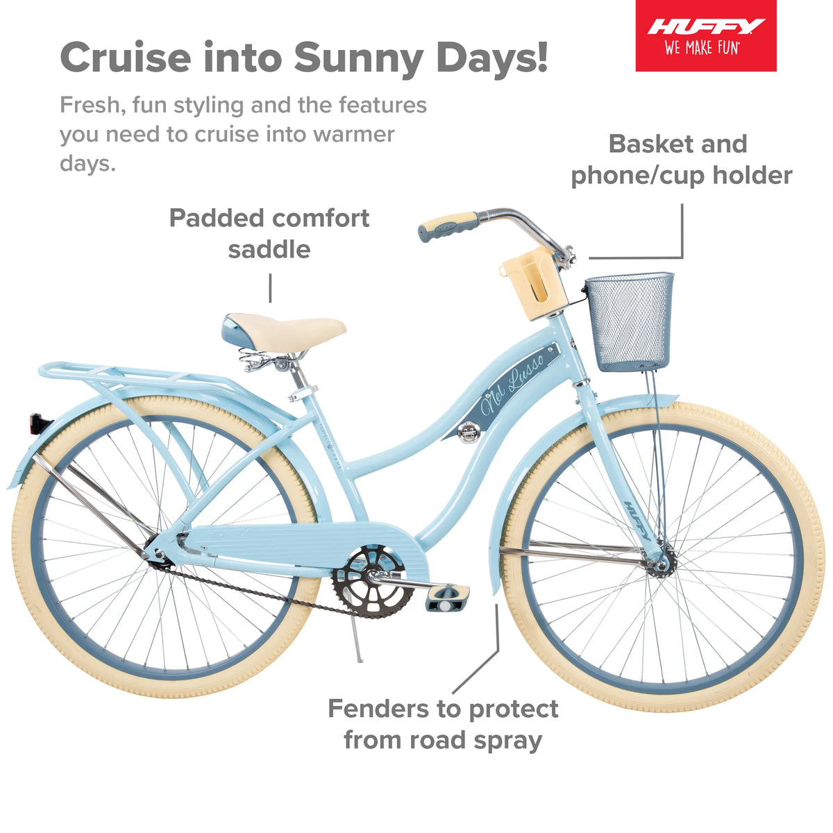 Nel Lusso Classic Cruiser Bike with Perfect Fit Frame, Women'S, Light Blue, 26 in - Product image 2
