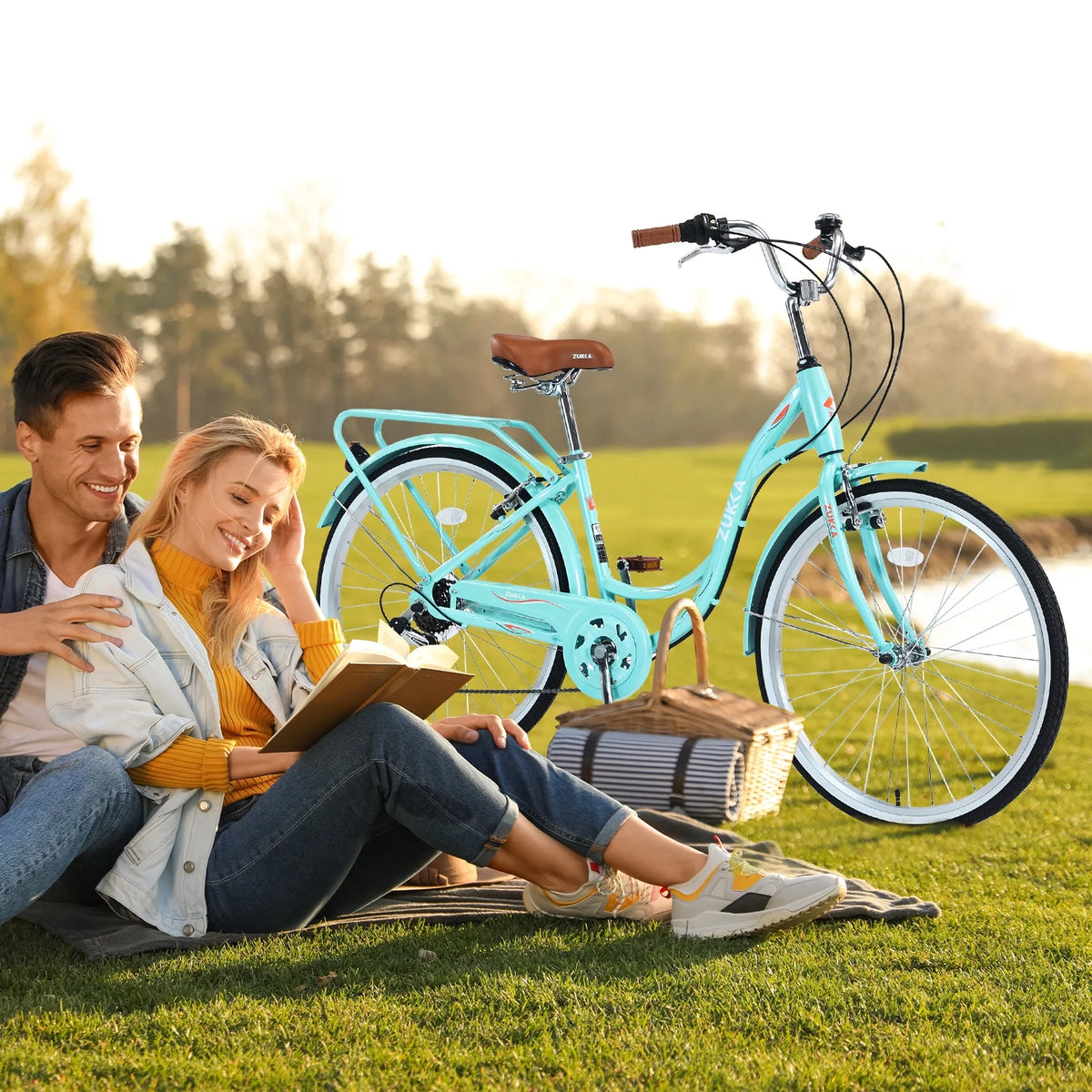 Aukfa 26" Cruiser Bike, 7 Speed Bicycle Hybrid Bikes for Women Girls Ladies, Arctic - Product image 8