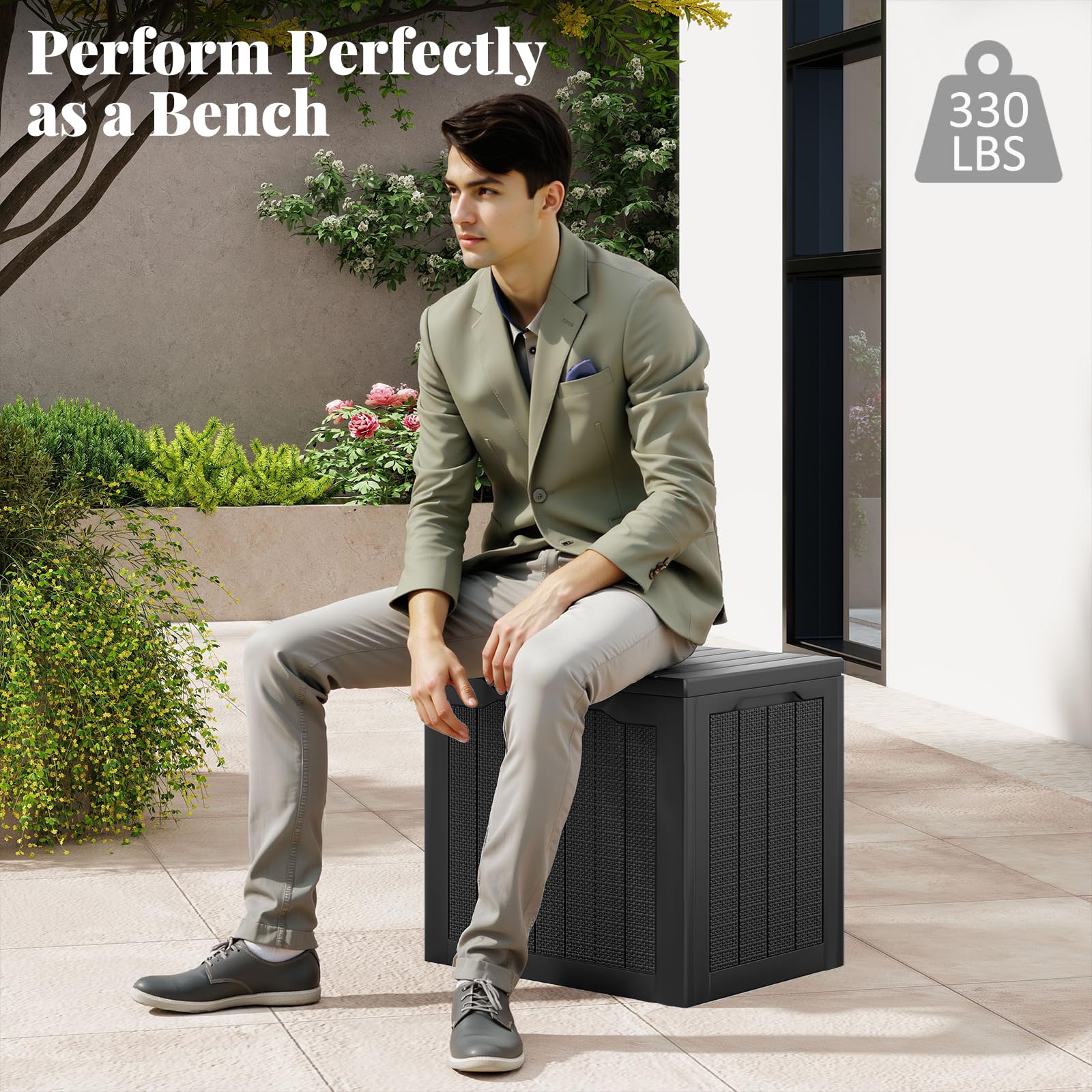 Tangkula 30 Gallon Resin Outdoor Storage Bench with Lockable Lid - Product image 7