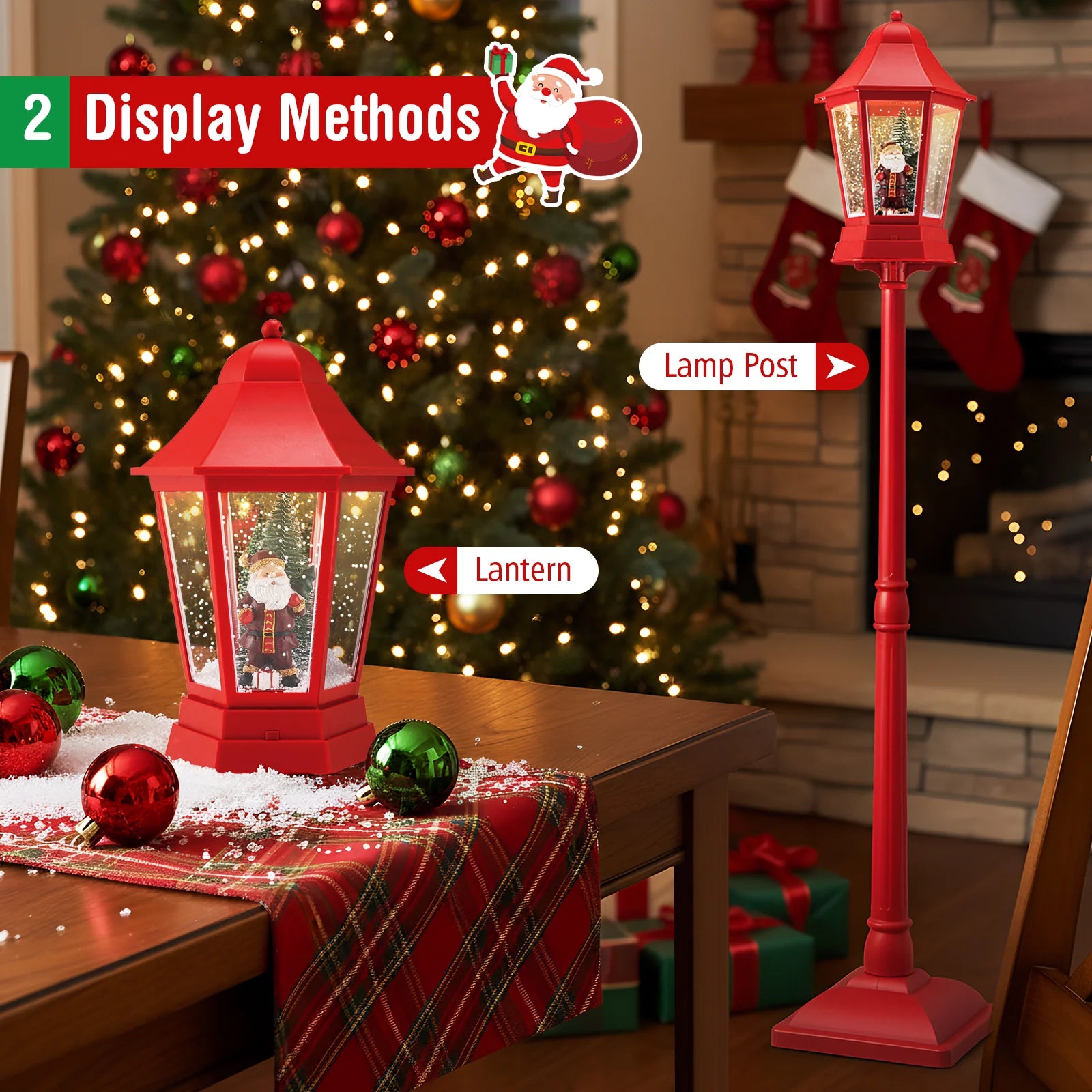 5.3 Ft Musical Christmas Street Lamp, 2-in-1 Lamp Post & Tabletop Lantern - Product image 7