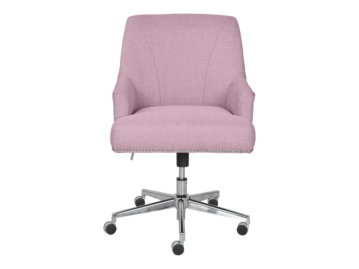 Serta Leighton Home Office Desk Chair Chrome Nailheads Twill Fabric Lilac Purple - Product image 2