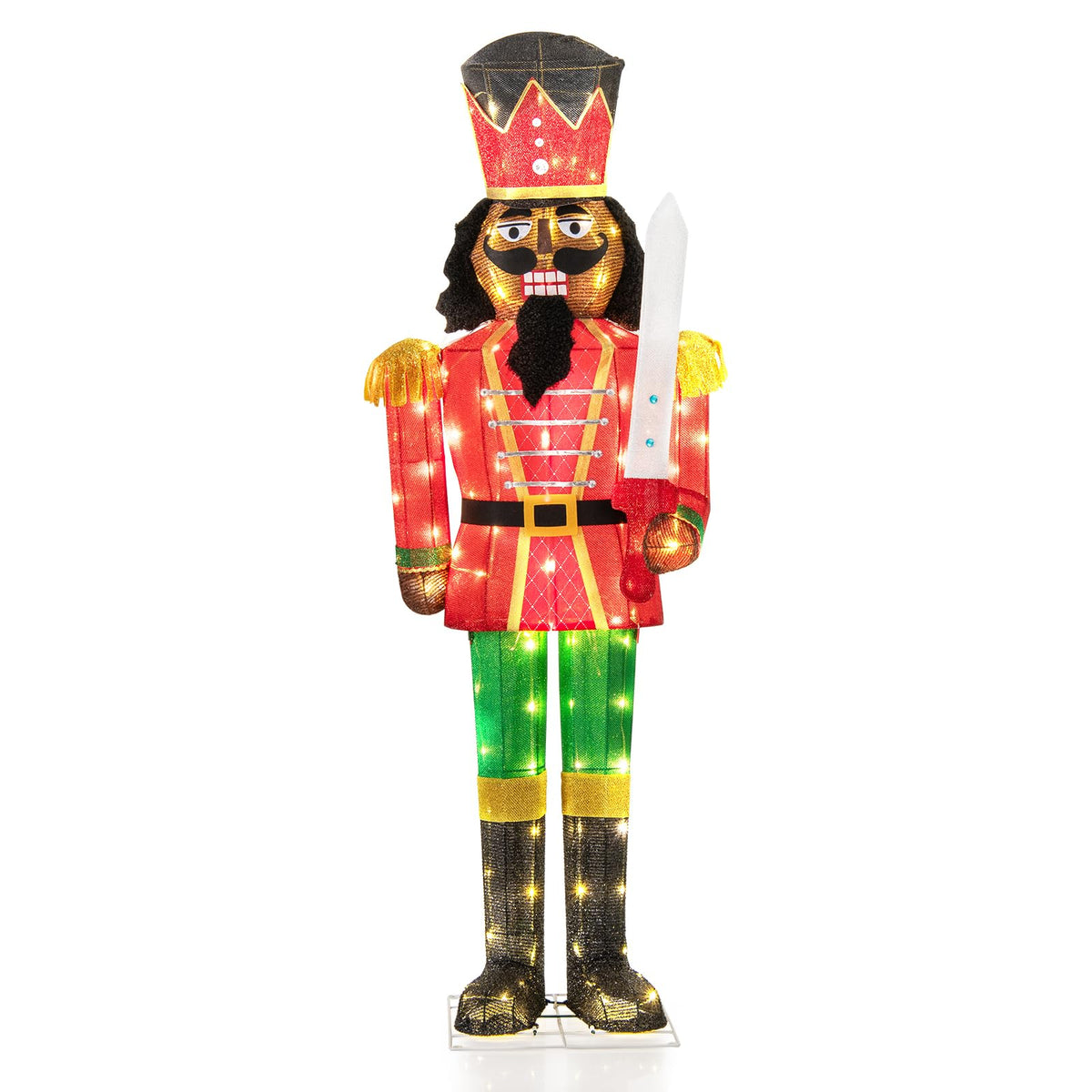 Tangkula 5 FT Lighted Christmas Nutcracker with Glitter Sword - Product image 1