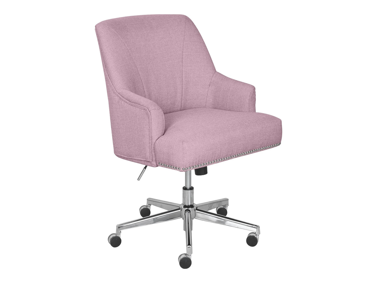 Serta Leighton Home Office Desk Chair Chrome Nailheads Twill Fabric Lilac Purple - Product image 4