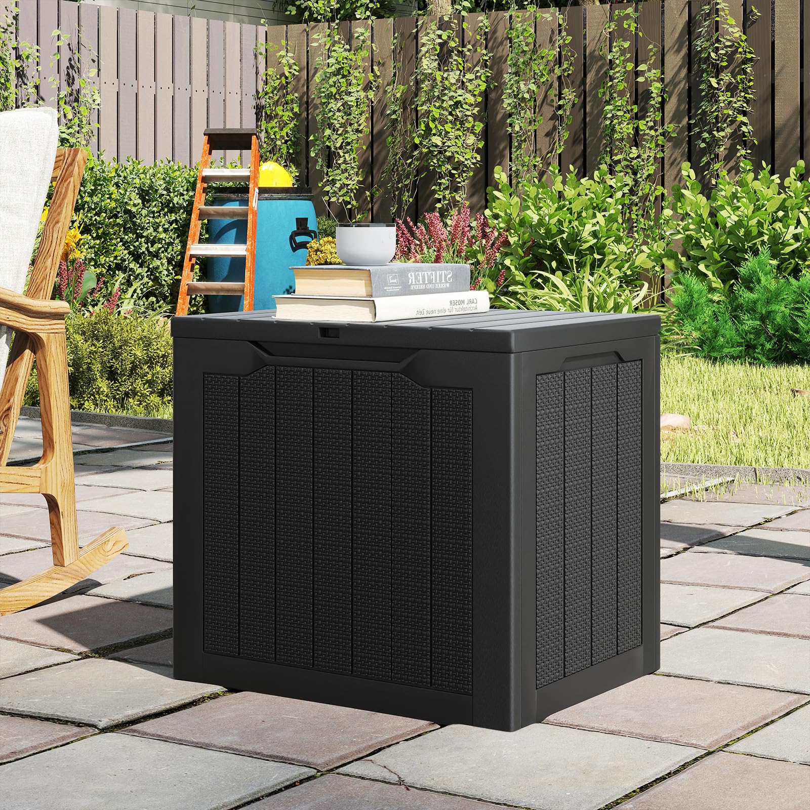 Tangkula 30 Gallon Resin Outdoor Storage Bench with Lockable Lid - Product image 2