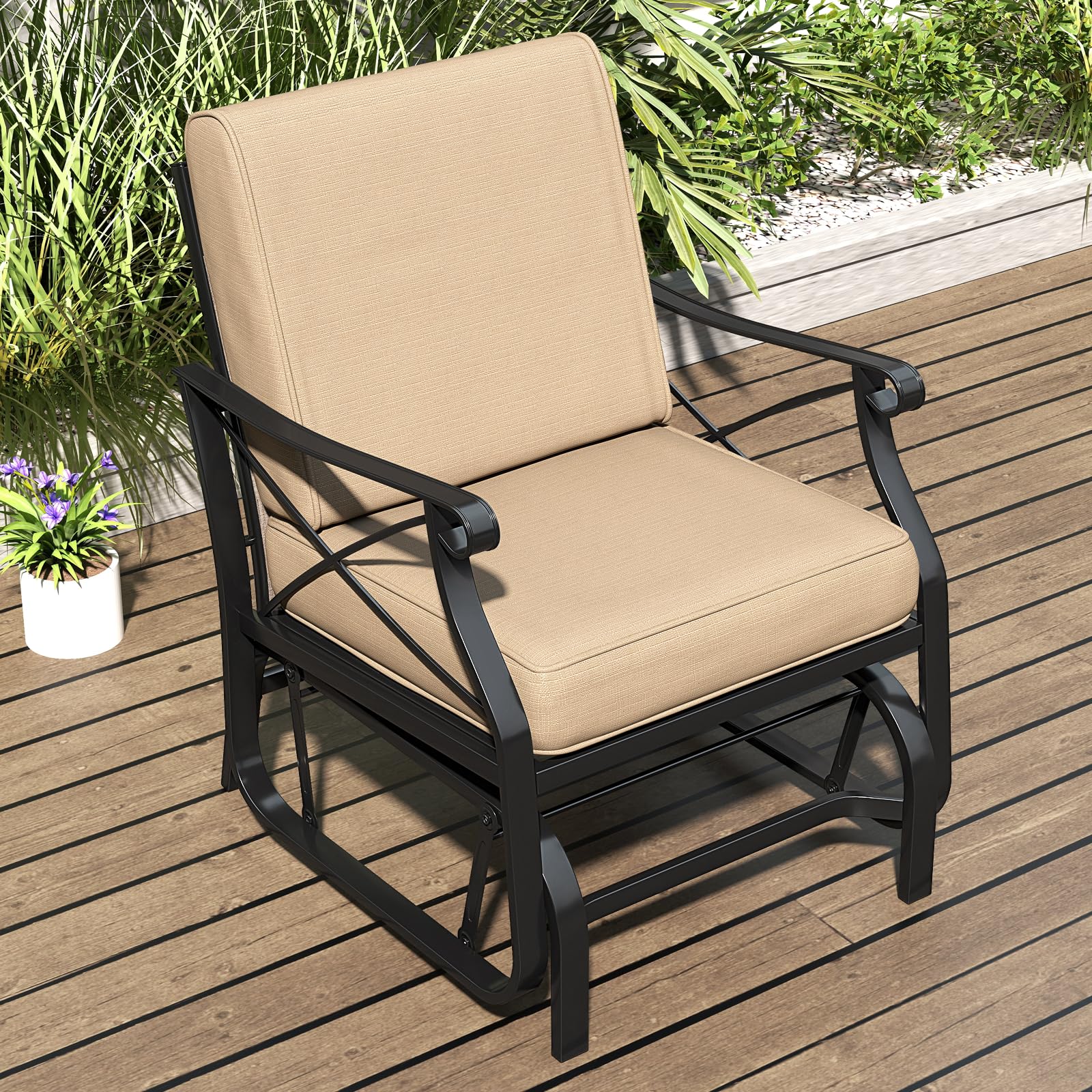 Tangkula Patio Glider Rocking Chair with Metal Frame and Thick Cushions - Product image 9