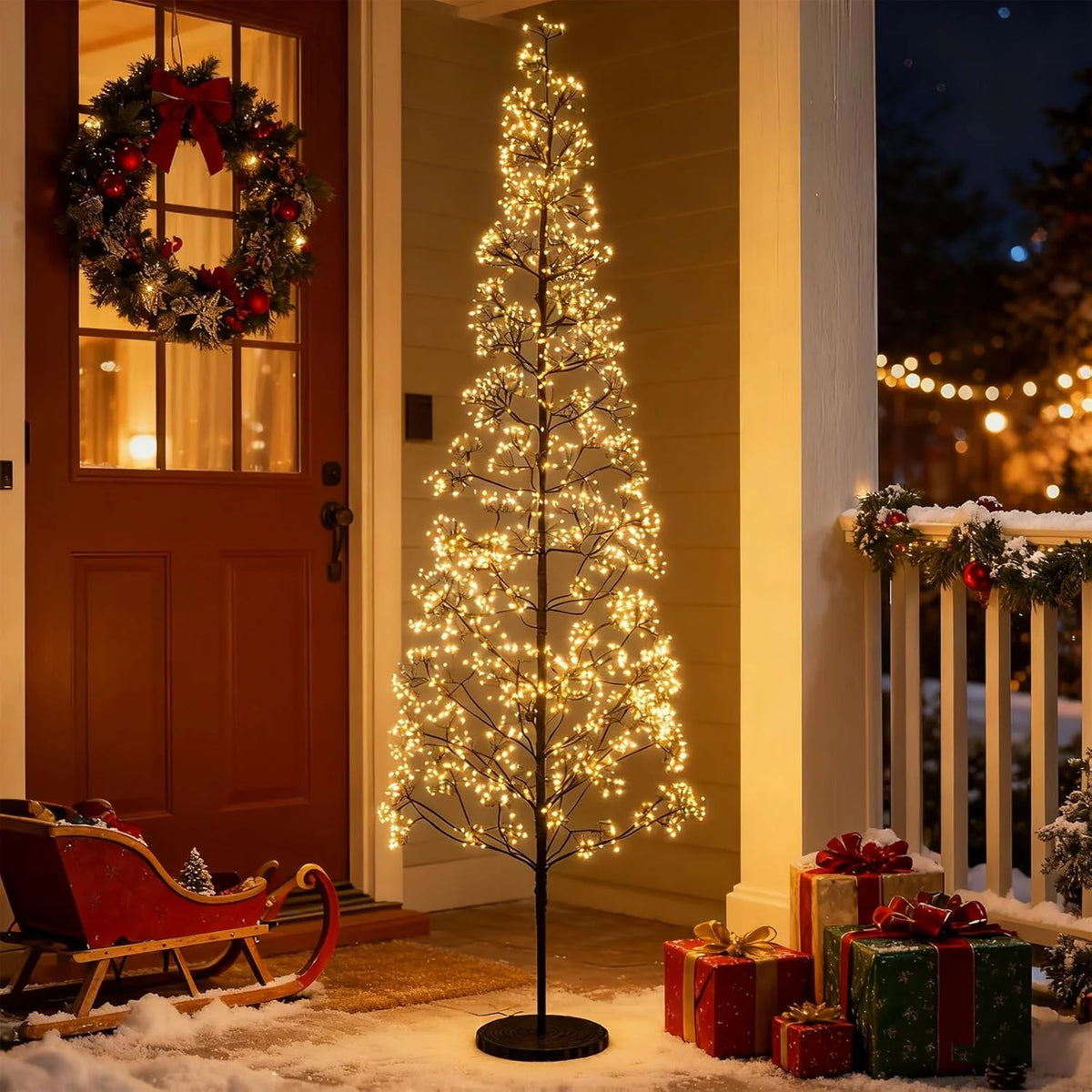 5/6/7 FT Lighted Alpine Tree for Christmas, Pre-lit Artificial Cedar Tree with Weighted Base - Product image 10