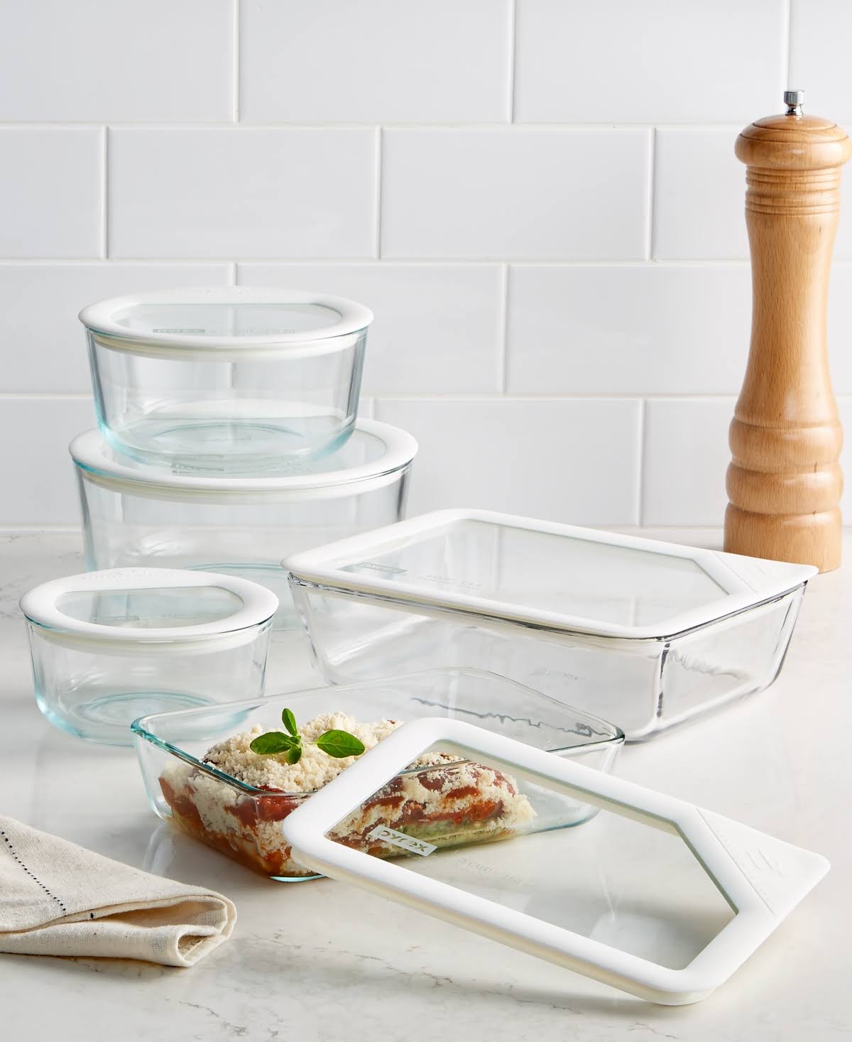 Pyrex 10-Piece Ultimate Food Storage Set, White/Clear - Product image 1