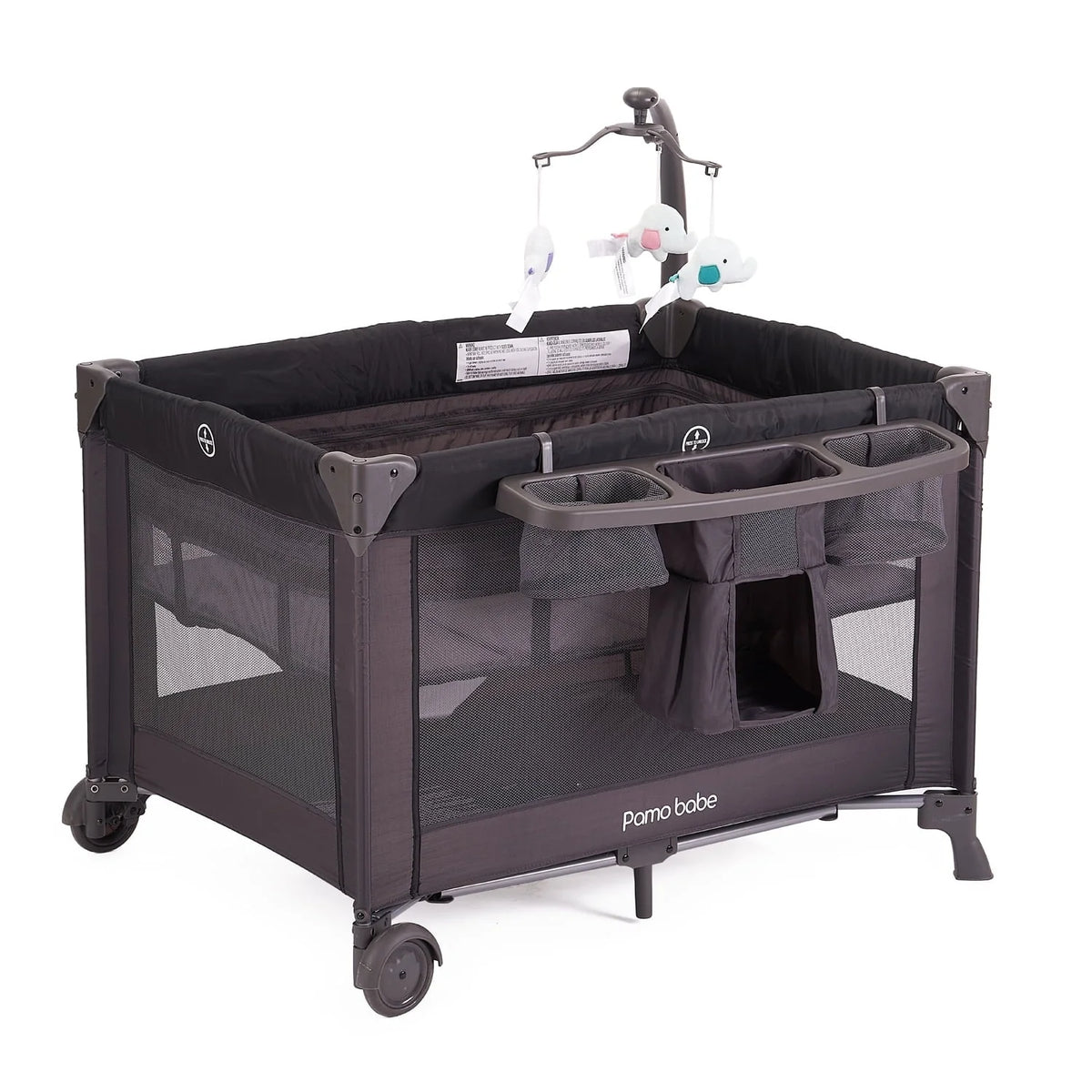 Pamo Babe Unisex Nursery Center Playard with Bassinet & Changing Table, Black - Product image 5